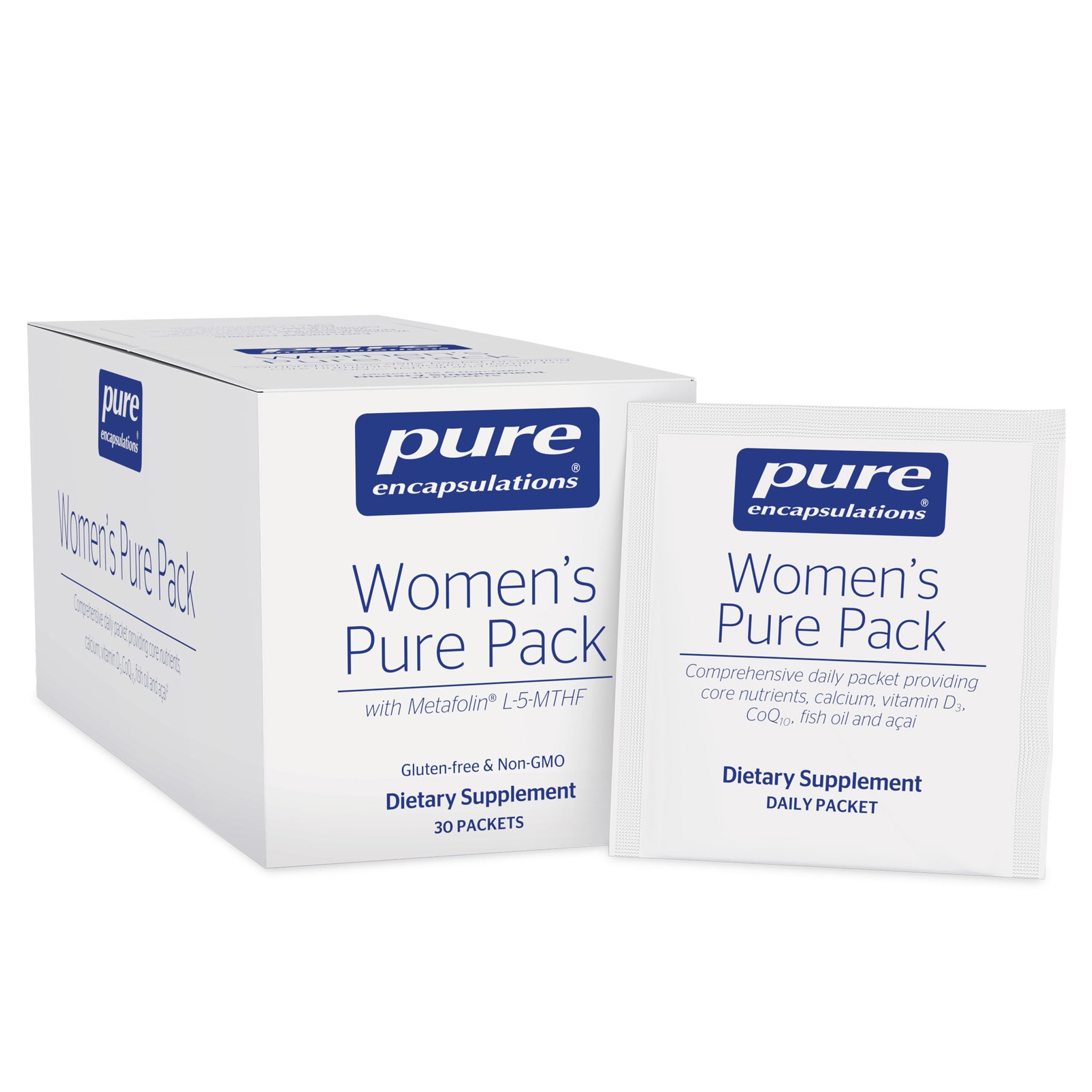 Pure Encapsulations emballage pack femmes 40+, soutien nutritionnel quotidien.