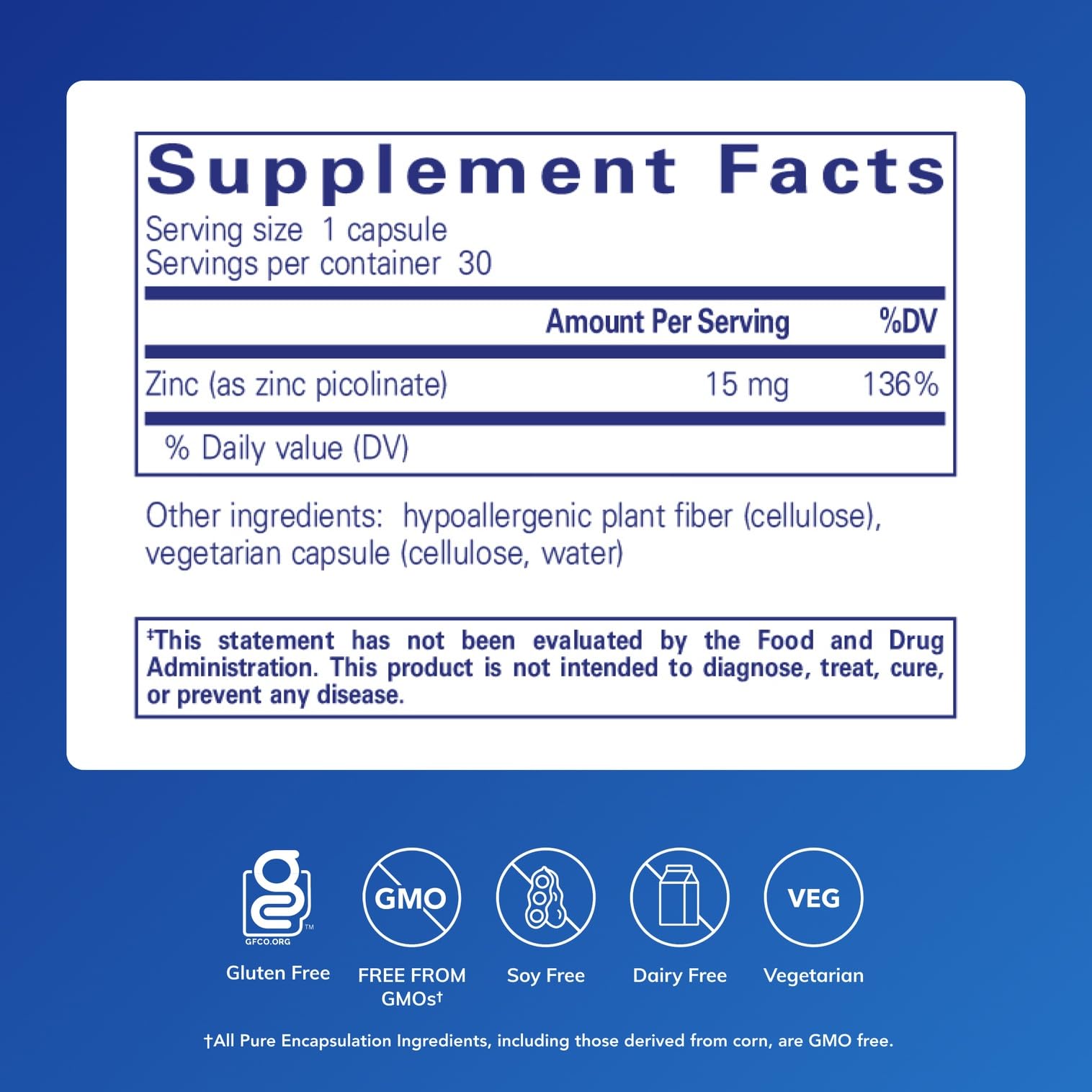 Pure Encapsulations Zinc 15 mg – capsules: soutien potentiel au métabolisme et à la digestion.