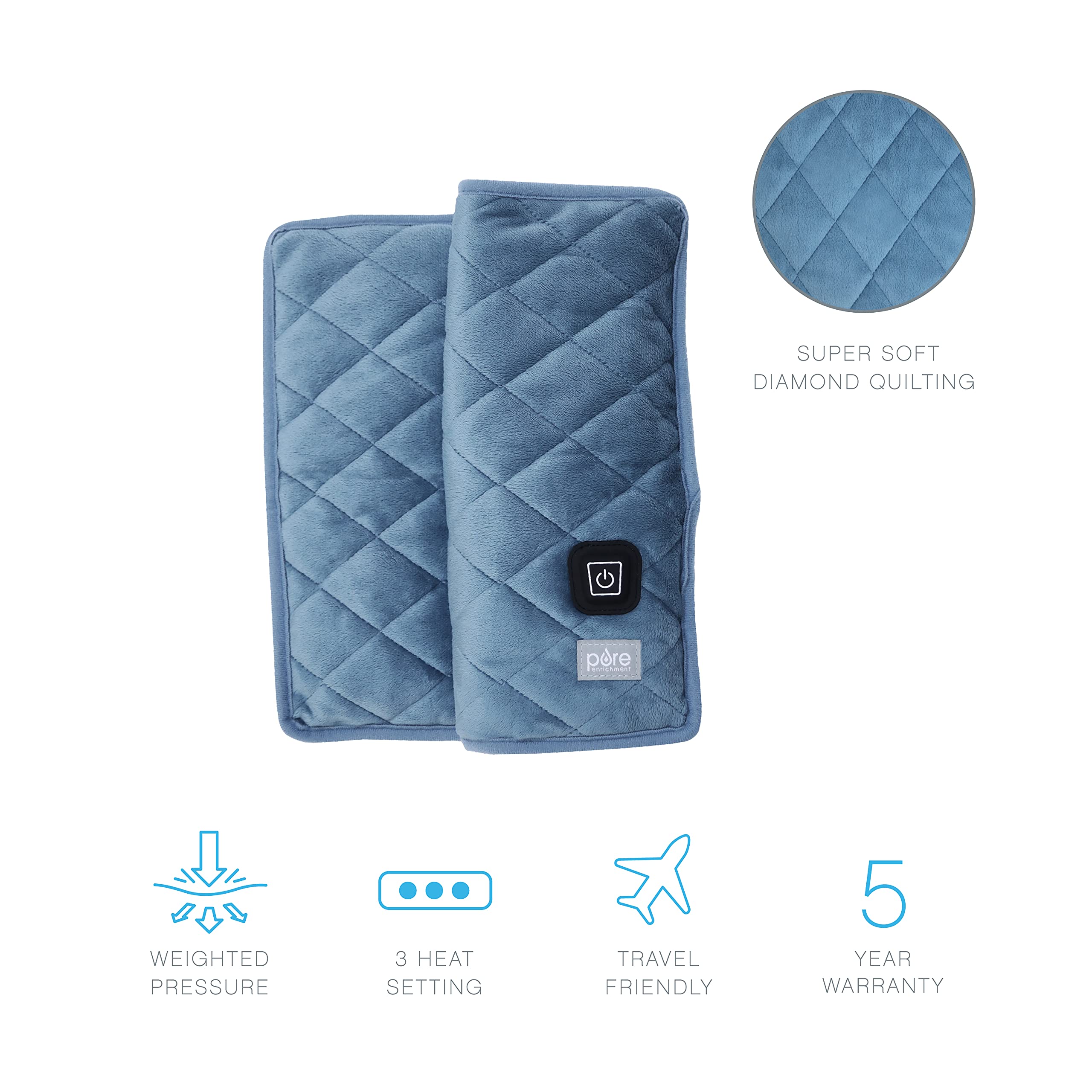 Pure Enrichment WeightedWarmth offre 3 niveaux de chaleur personnalisables.