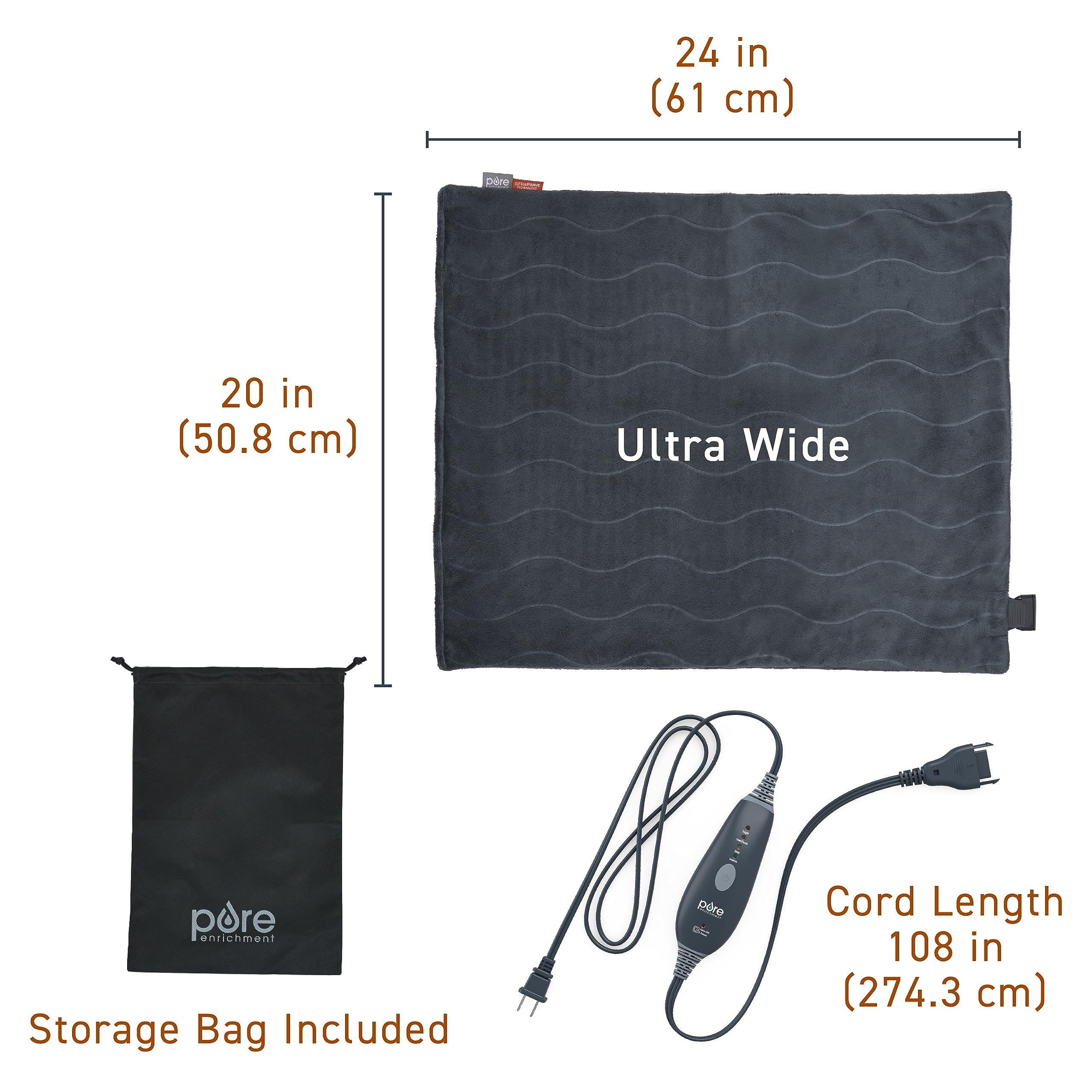 PureRelief Pro, grande zone de chaleur pour dos, cou et épaules