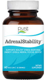 Pure Essence Labs Adrenal Stability, bouteille de compléments favorisant énergie et équilibre.
