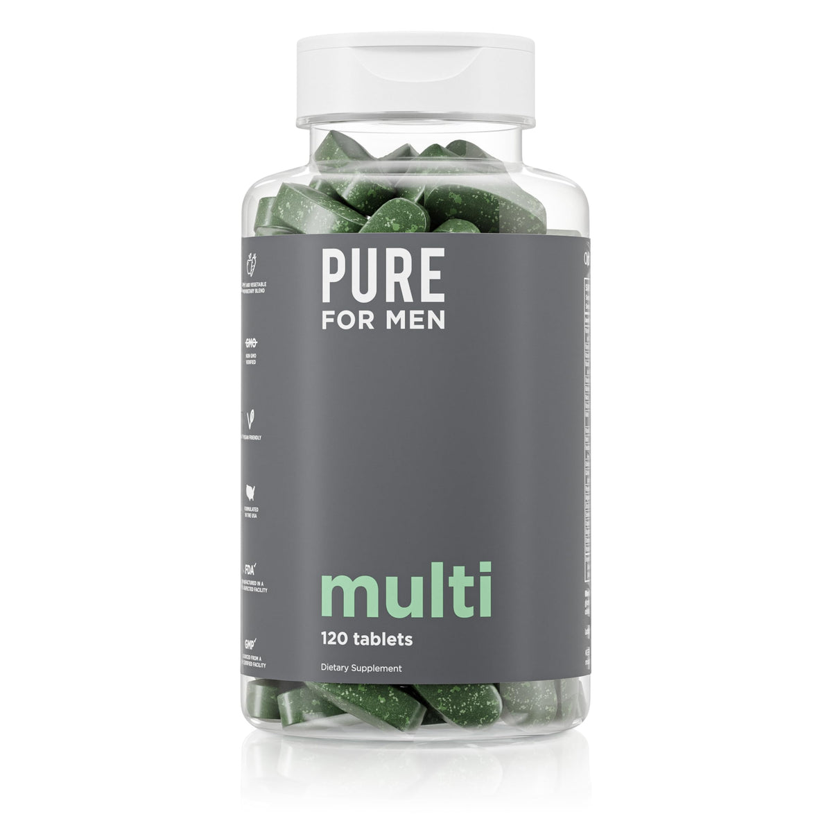 Pure for Men — bouteille de multivitamines offrant énergie et bien-être.