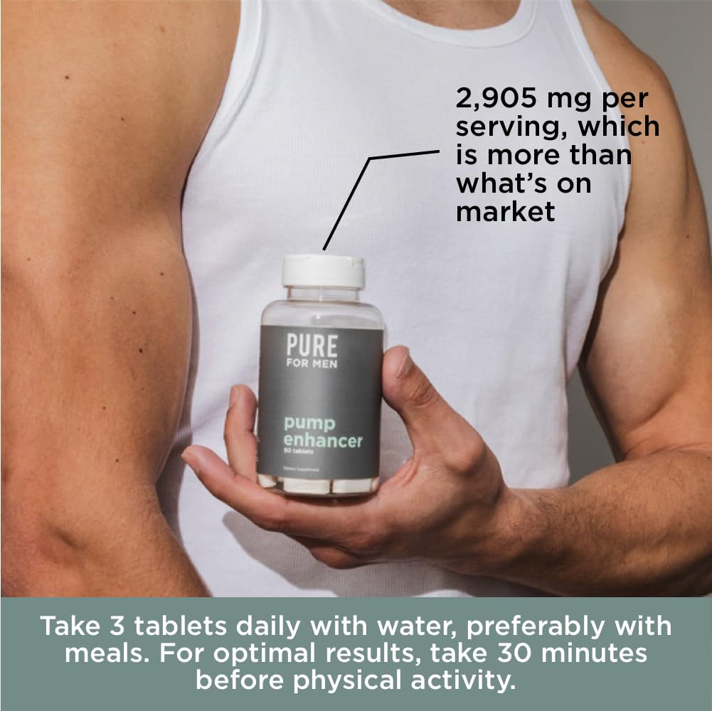 Pure for Men Pump Enhancer — Formule vegan non-OGM adaptée aux modes de vie actifs.