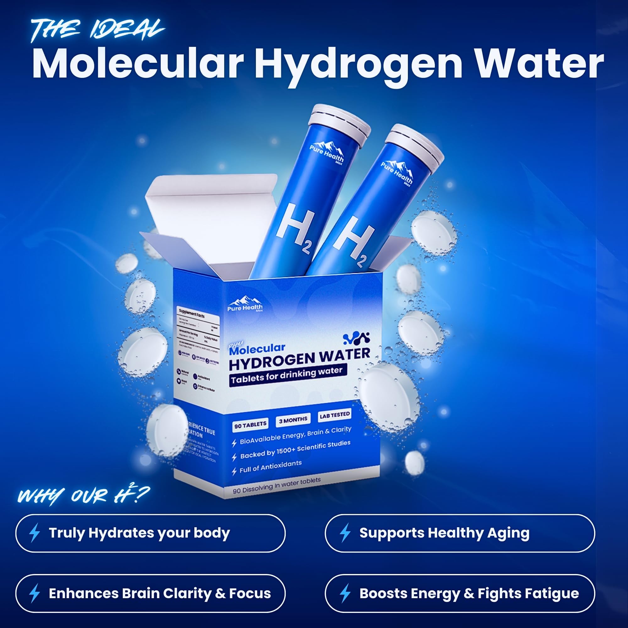 Pure Health Max PHM: bouteille de 90 comprimés pour trois mois d’usage.