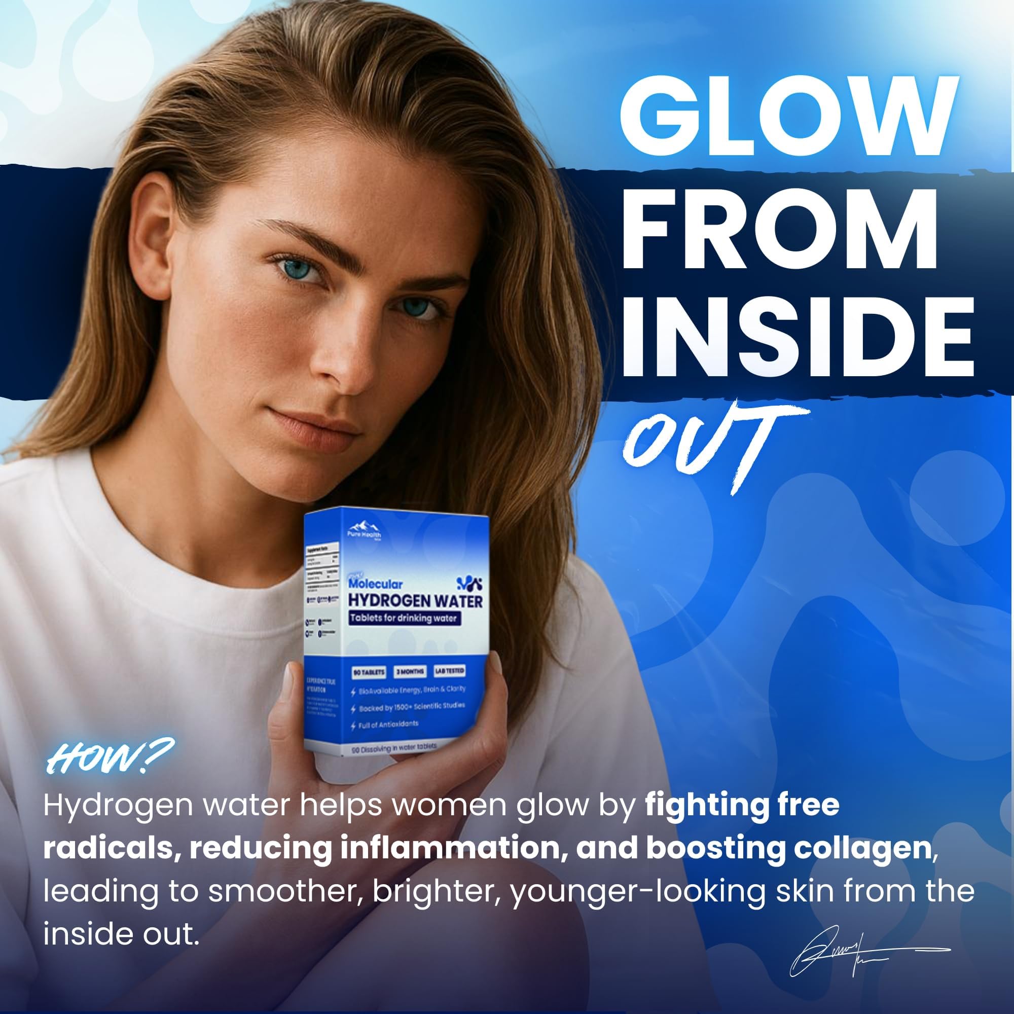Pure Health Max PHM: tablette se dissolve lentement, hydratation homogène.