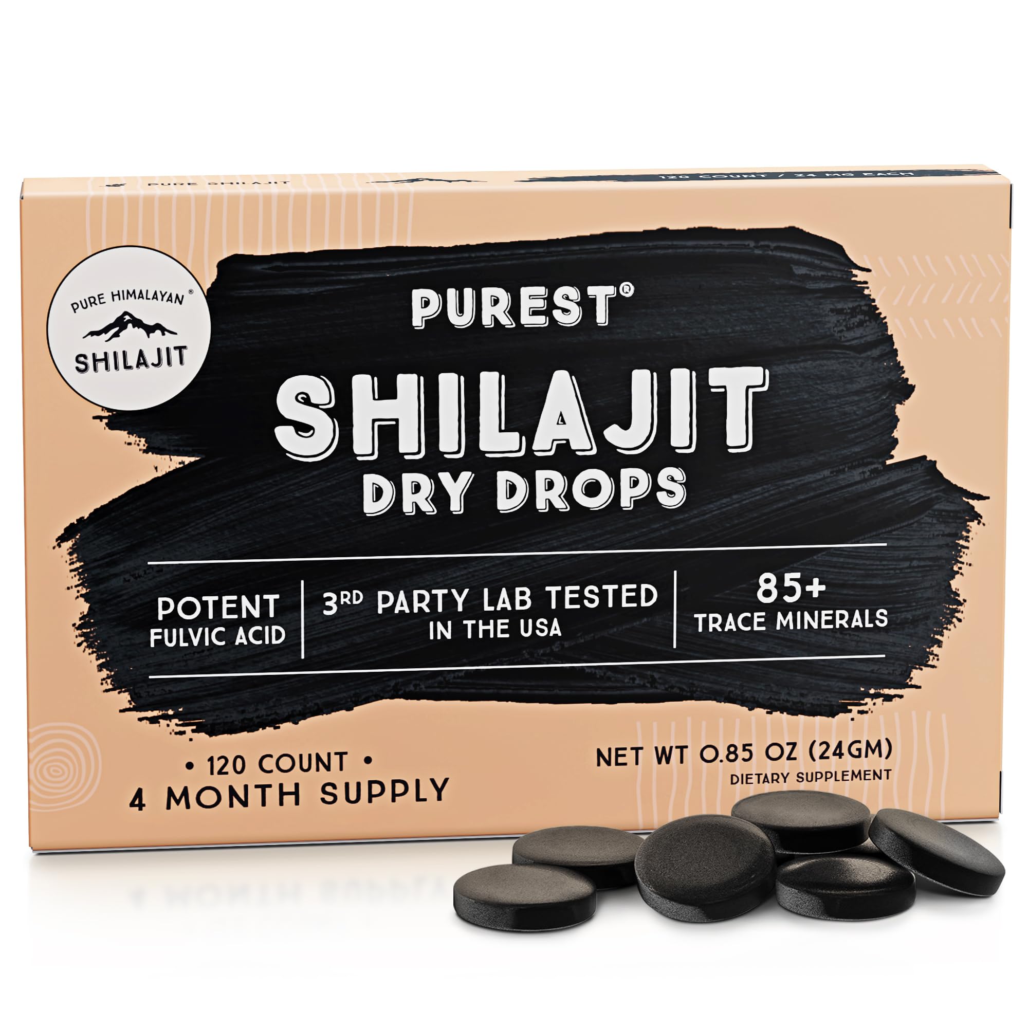 Gouttes sèches Pure Himalayan Shilajit dans emballage portatif pour énergie au quotidien