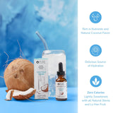 Étiquette arôme coco Pure Inventions évoque goût naturel et rafraîchissement.