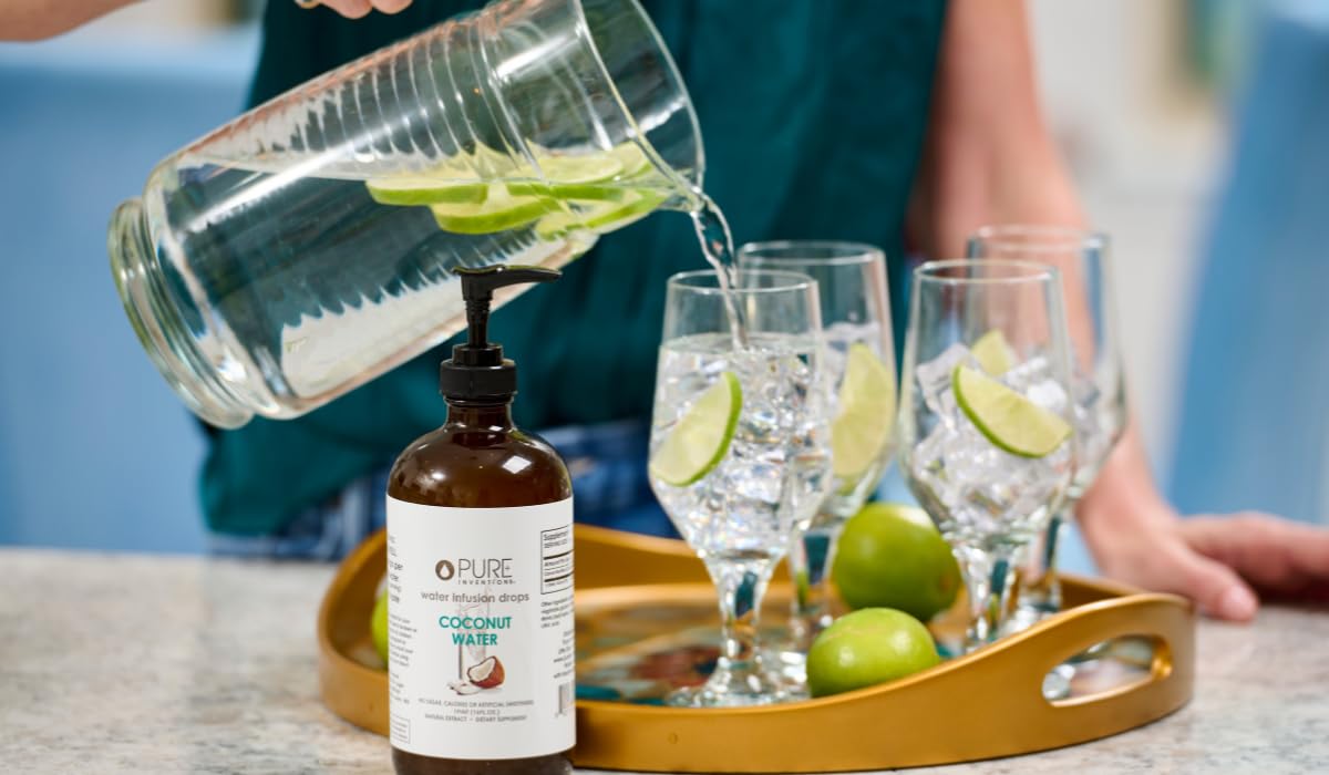 Pure Inventions gouttes infusion mangue coco — emballage en verre respectueux de l'environnement