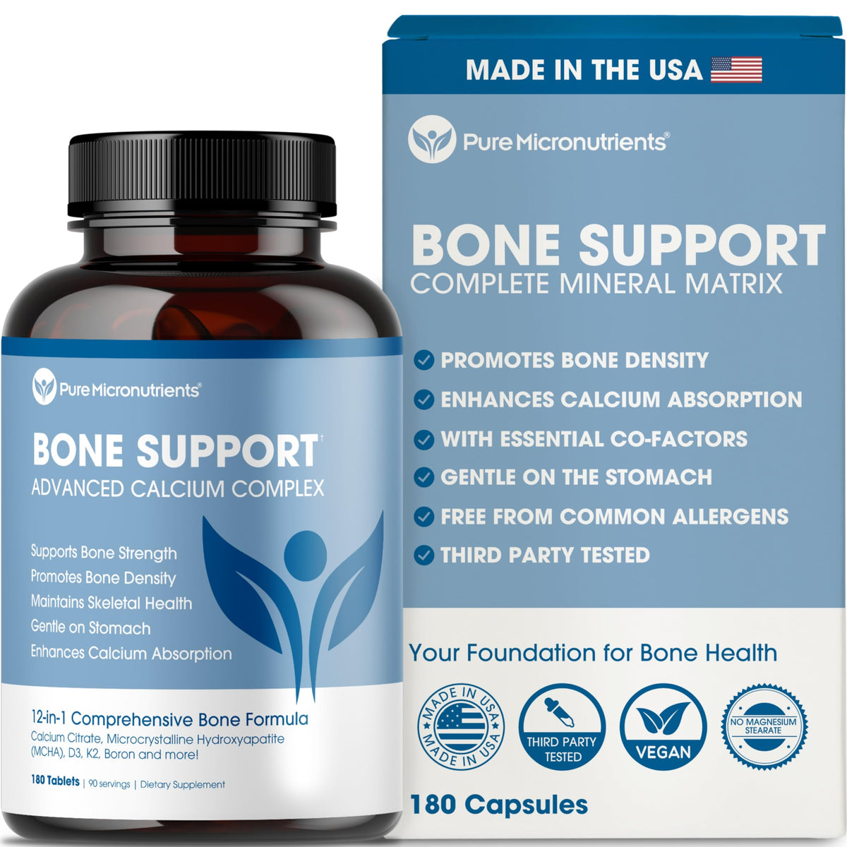 Pure Micronutrients Calcium — comprimé facile à avaler pour soutenir la santé des os.