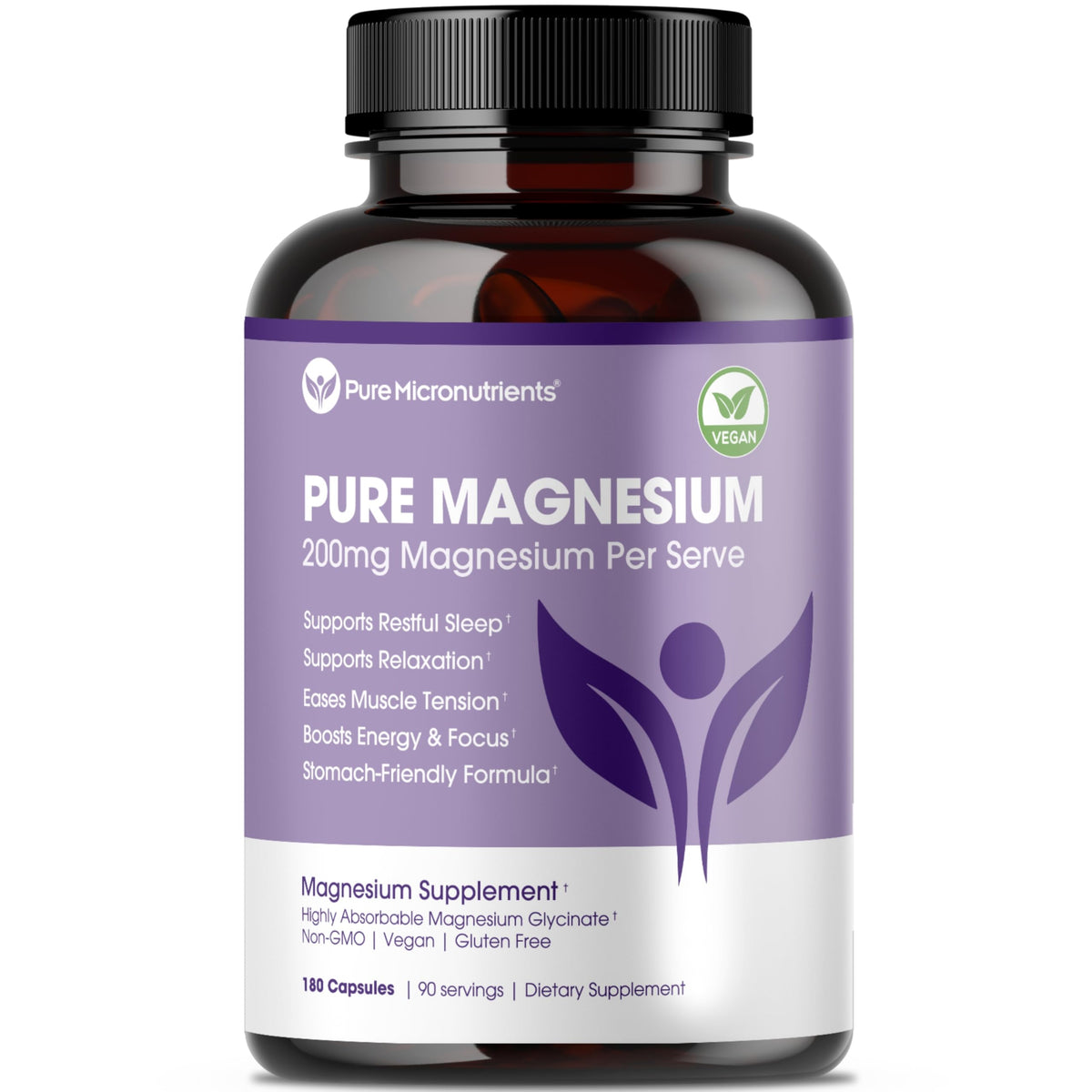 Pure Micronutrients Magnesium Glycinate capsules pour soutien nerveux et relaxation.
