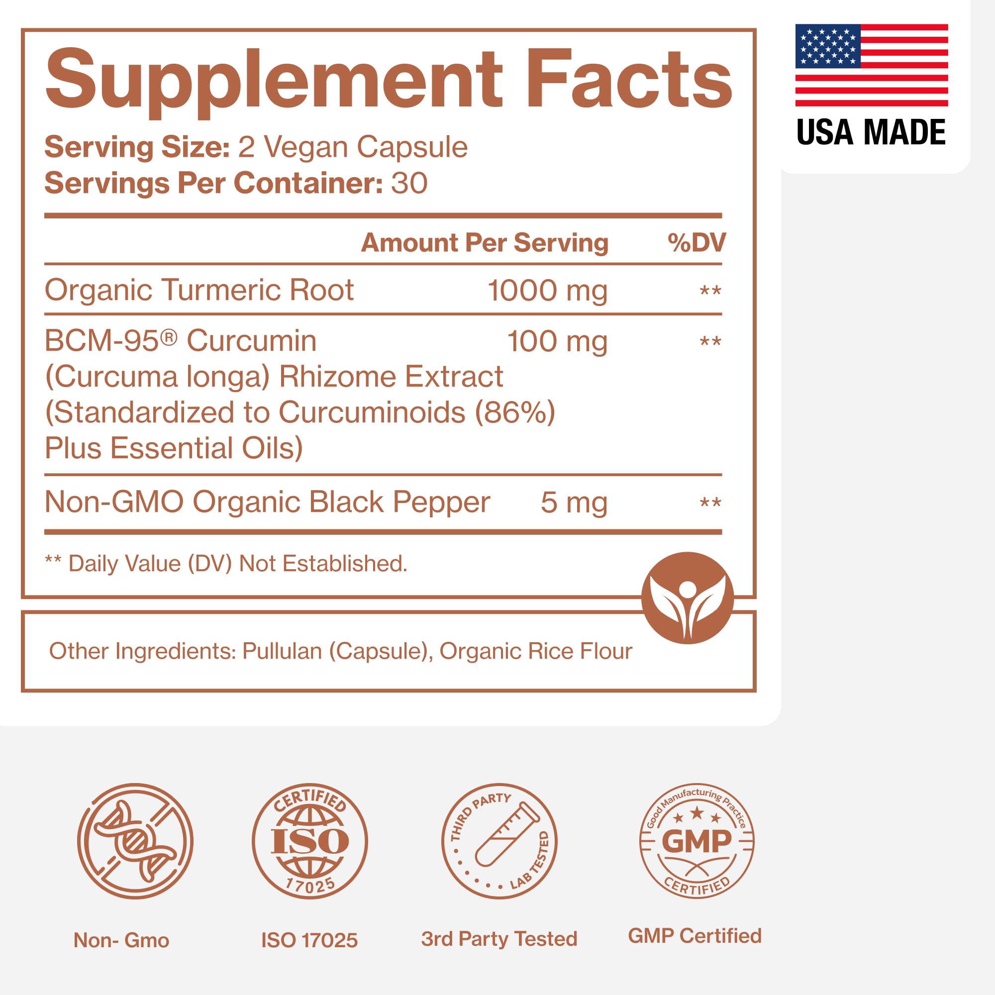 Pure Micronutrients Curcuma Bio – ingrédients biologiques et sans OGM