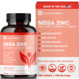 Pure Micronutrients Mega Zinc tablette 50 mg, facile à avaler et absorption rapide.