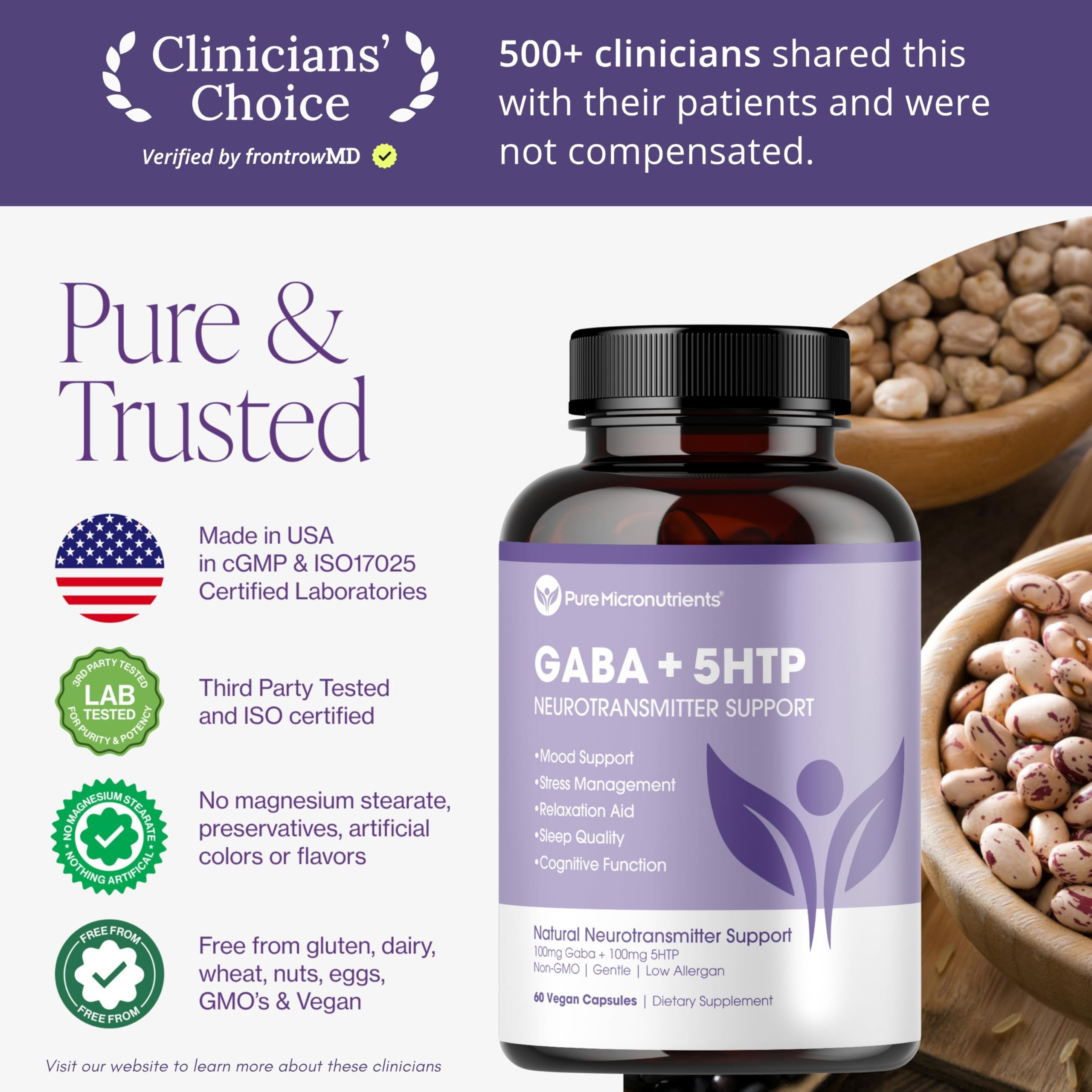 Fabrication aux États‑Unis, marque renommée Pure Micronutrients.