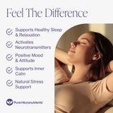 Capsules végétales Pure Micronutrients 5-HTP + GABA pour relaxation et clarté.