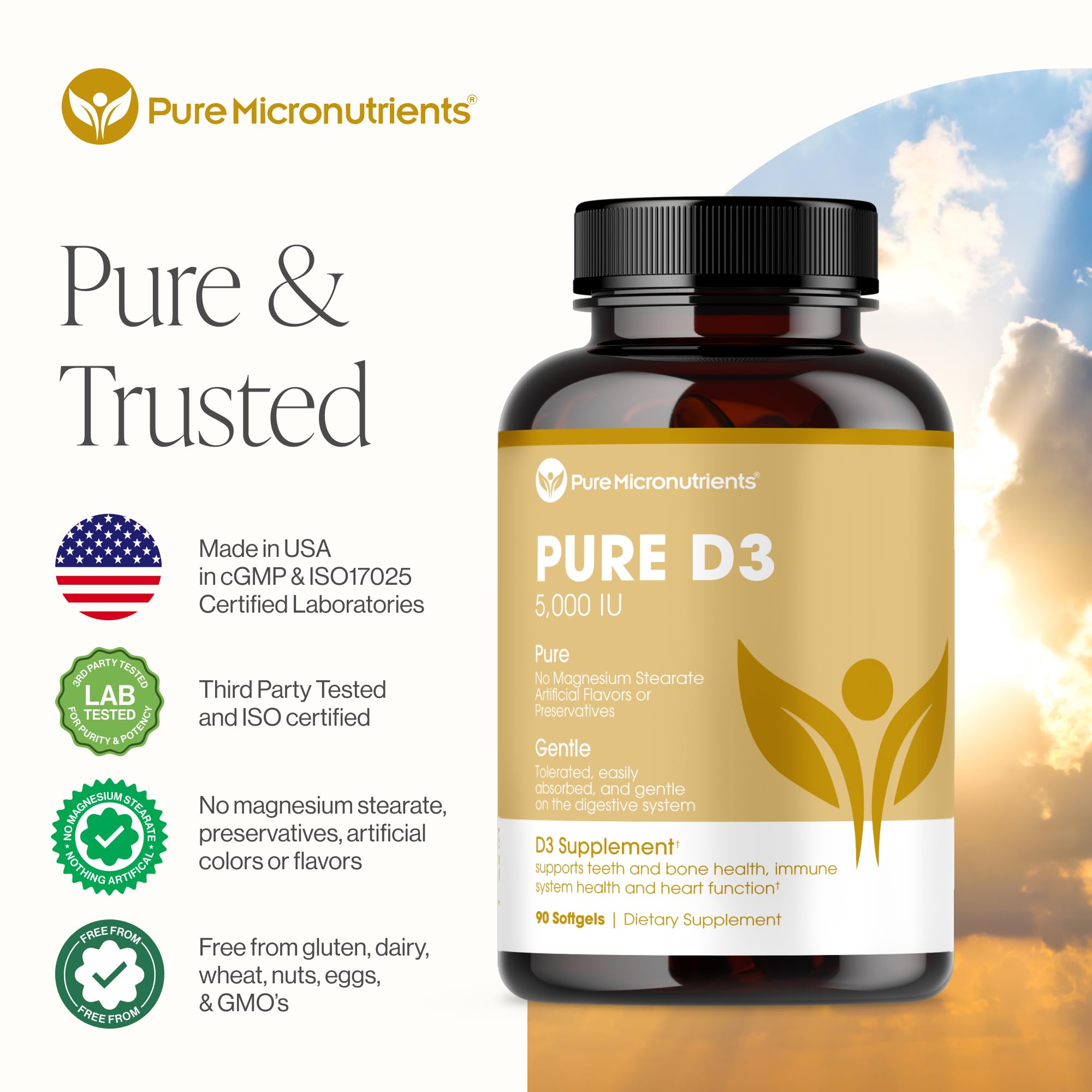 Pure Micronutrients Pure D3 : gélules mini pour une prise quotidienne rapide