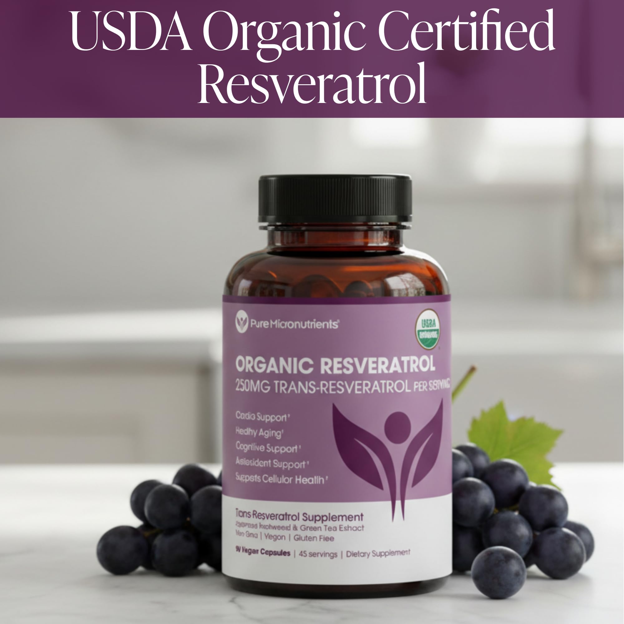 Pure Micronutrients Resveratrol – étiquette lisible et origine biologique