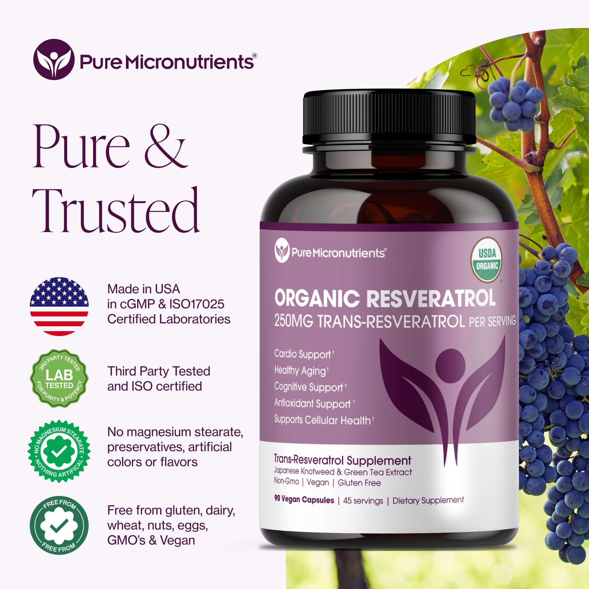 Pure Micronutrients Resveratrol – gros plan des polyphénols du thé vert