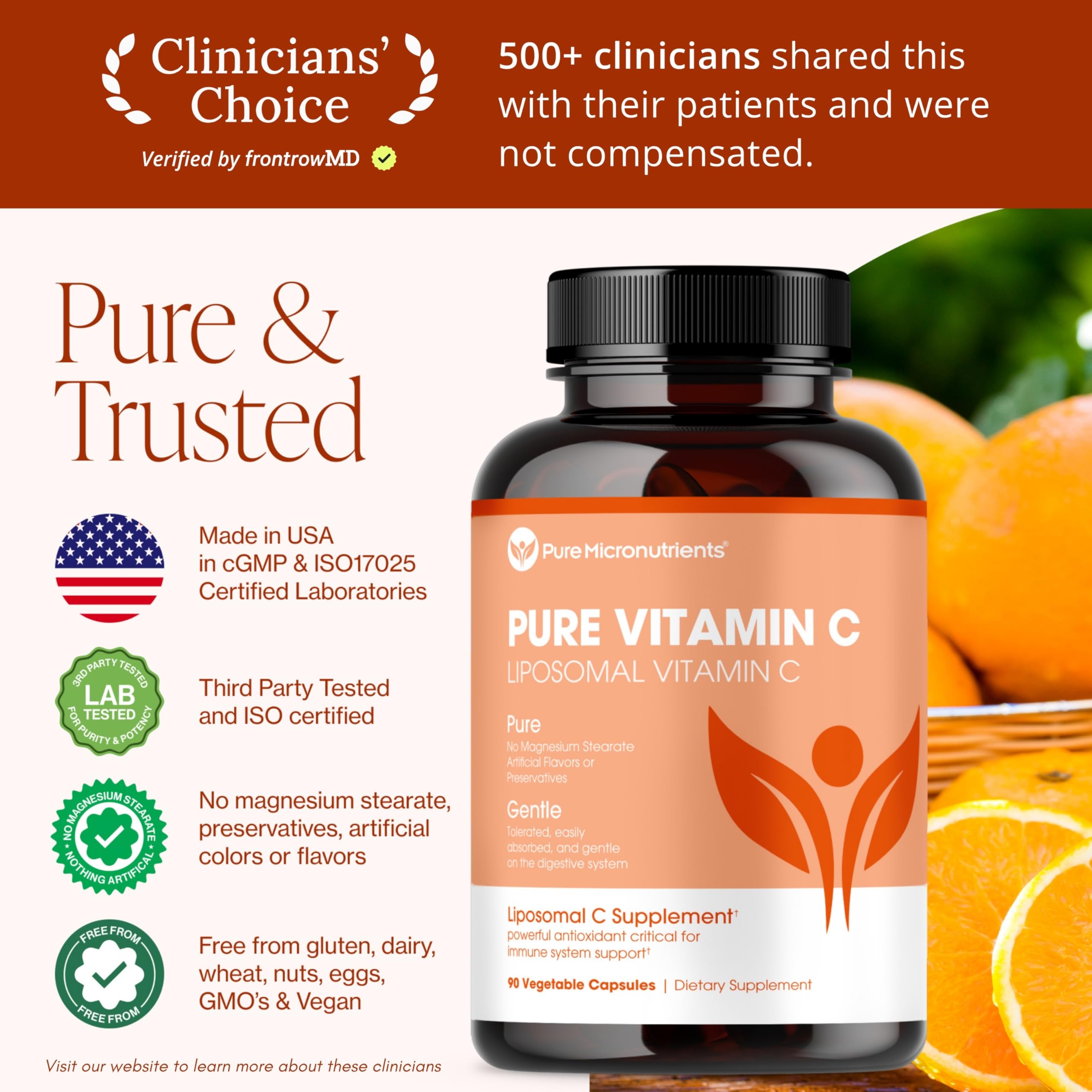 Pure Micronutrients Vitamine C liposomal Tolérance digestive - Moins d'inconfort gastrique possible