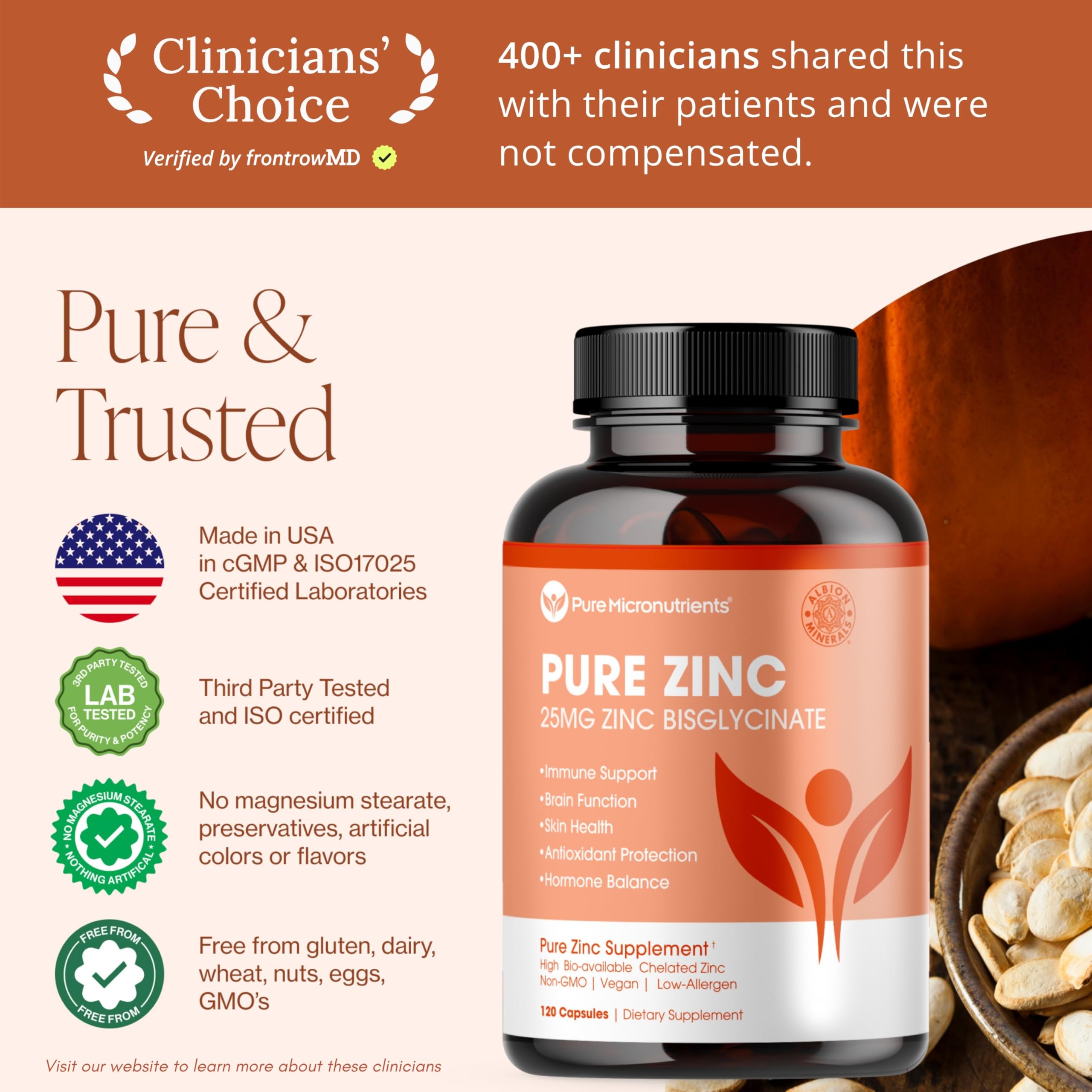 Pure Micronutrients Zinc, contrôle qualité par des tiers pour la pureté.