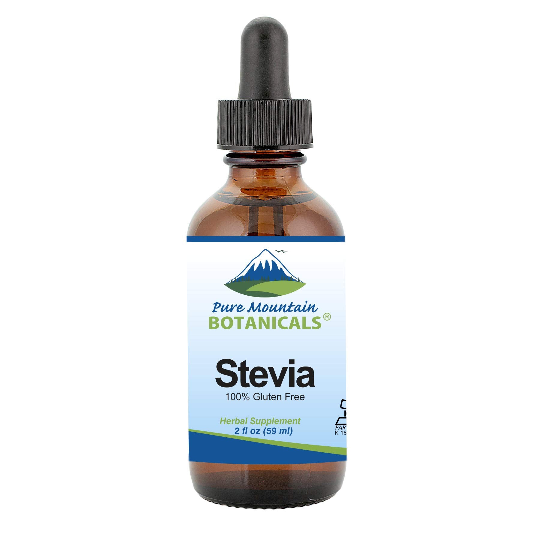 Gouttes Pure Mountain Botanicals stevia dans bouteille verre 60 ml pour sucrer sans calories