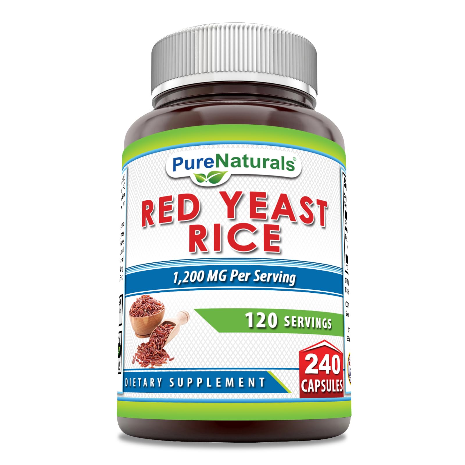Pure Naturals Riz à la levure rouge — bouteille, soutien potentiel de la circulation
