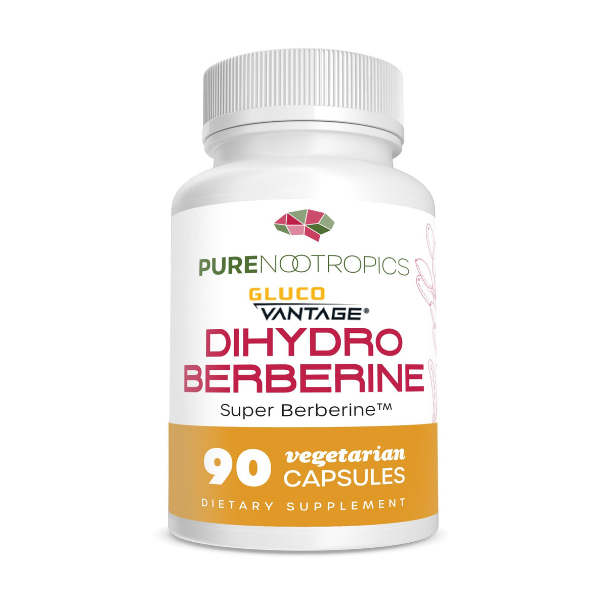 Pure Nootropics Dihydroberberine GlucoVantage – bouteille montrant l’emballage et absorption potentiellement améliorée
