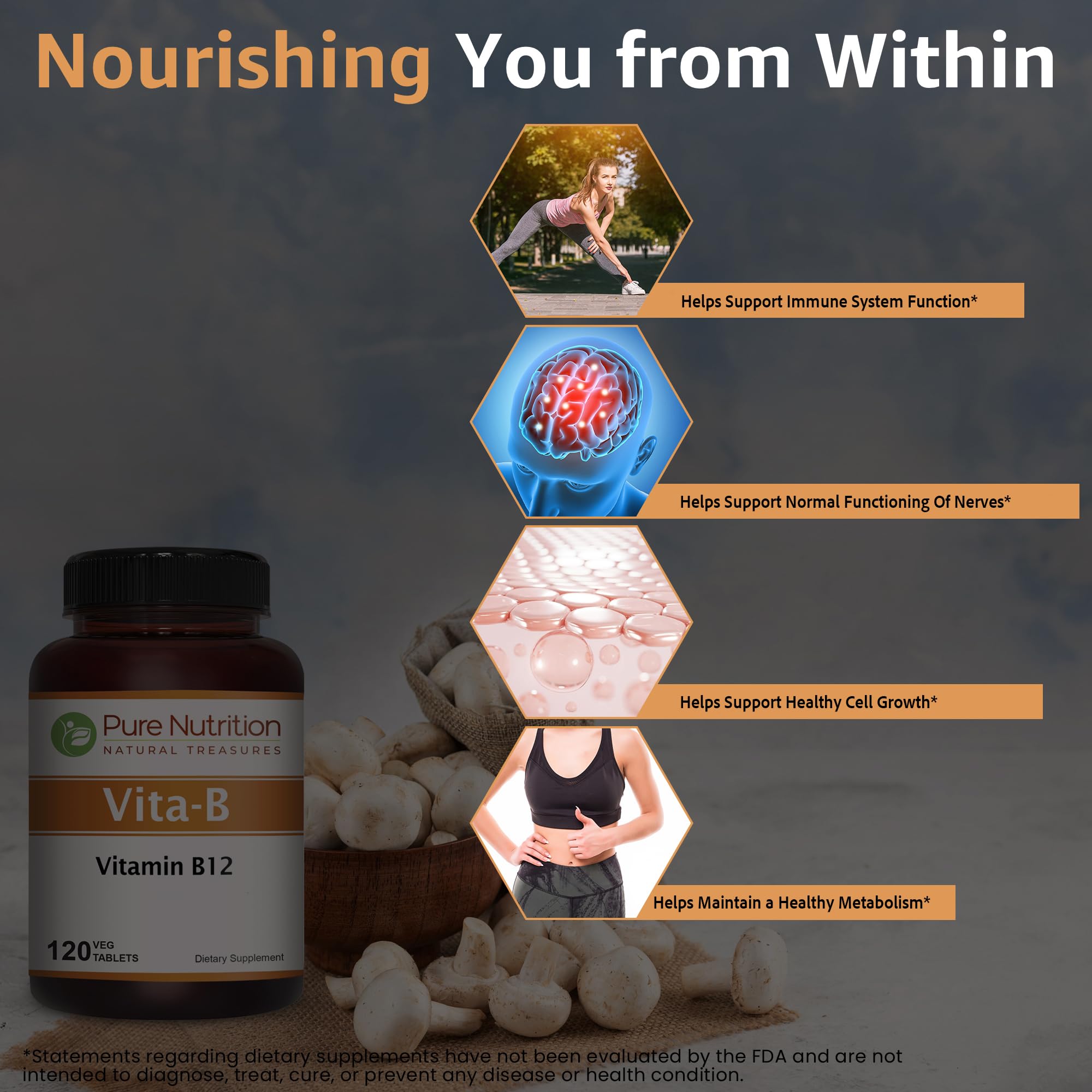 PURE NUTRITION NATURAL TREASURES B12 comprimés 1500 µg, forme méthylcobalamine.