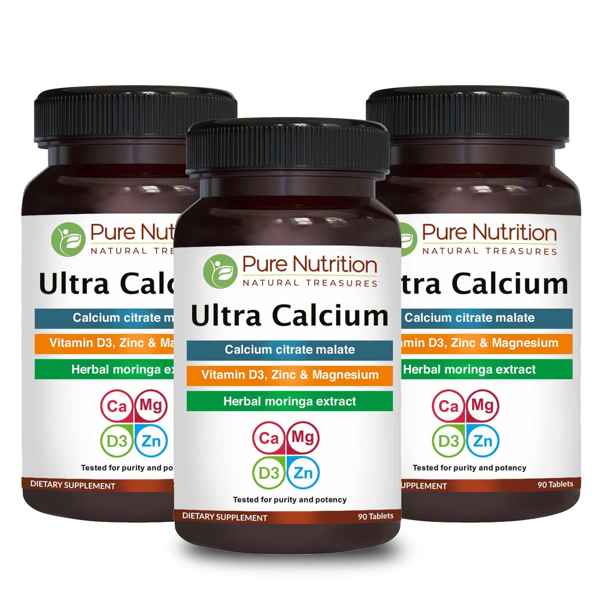 Pure Nutrition Natural Treasures Calcium Ultra en bouteille, soutien potentiel des os