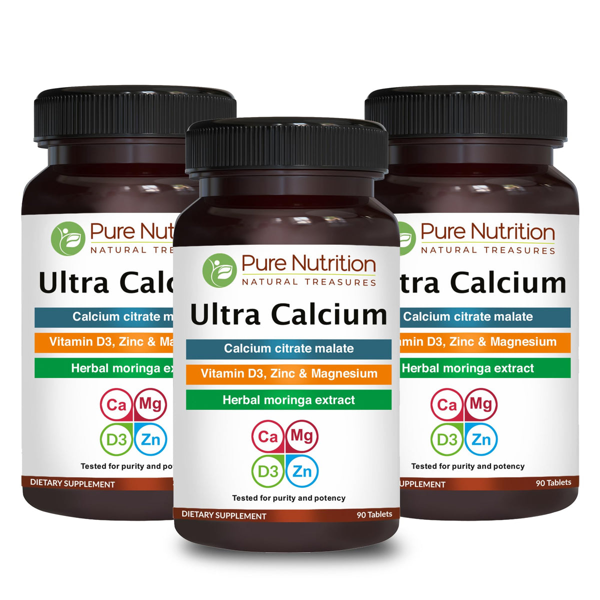Pure Nutrition Natural Treasures Calcium Ultra en bouteille, soutien potentiel des os