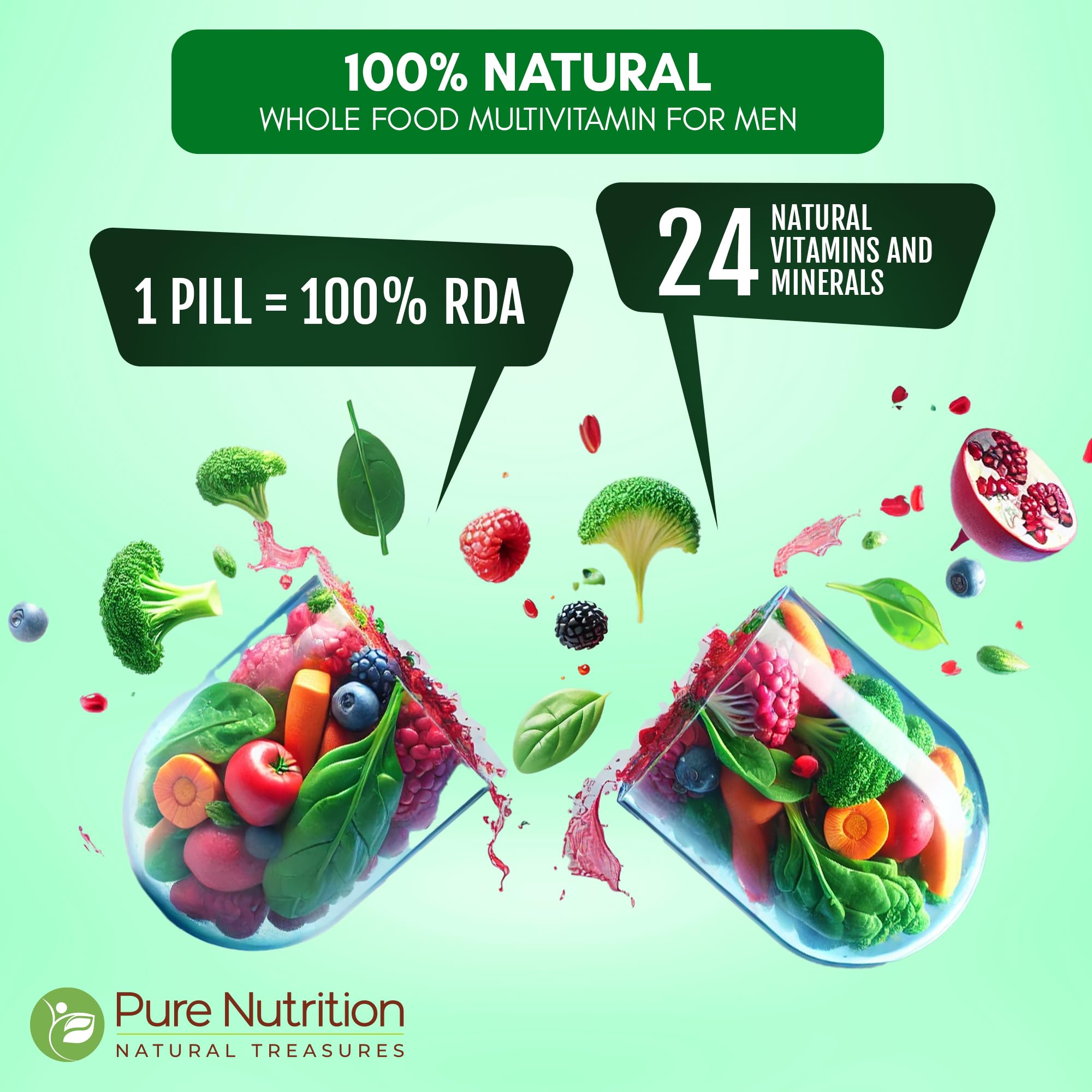 Pure Nutrition Natural Treasures ingrédients naturels: mélange fruits et légumes biologiques