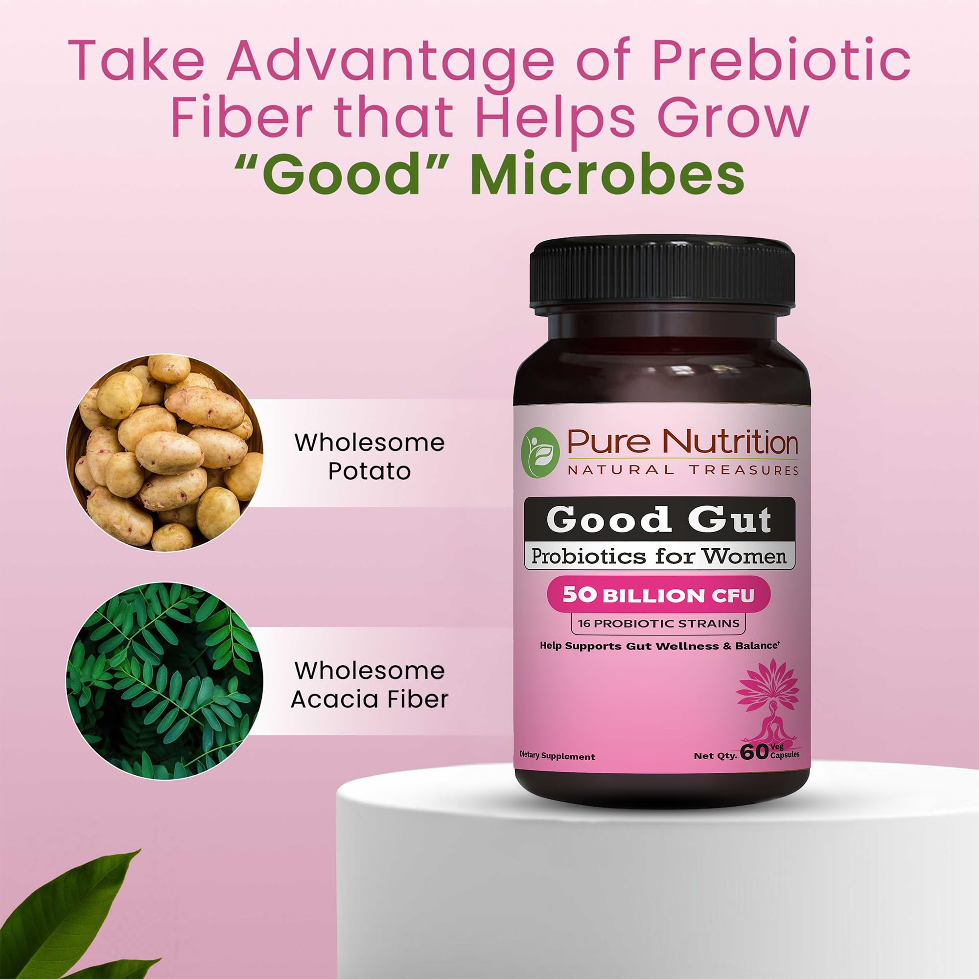 Prébiotique biologique et amidon résistant inclus dans Pure Nutrition Natural Treasures.