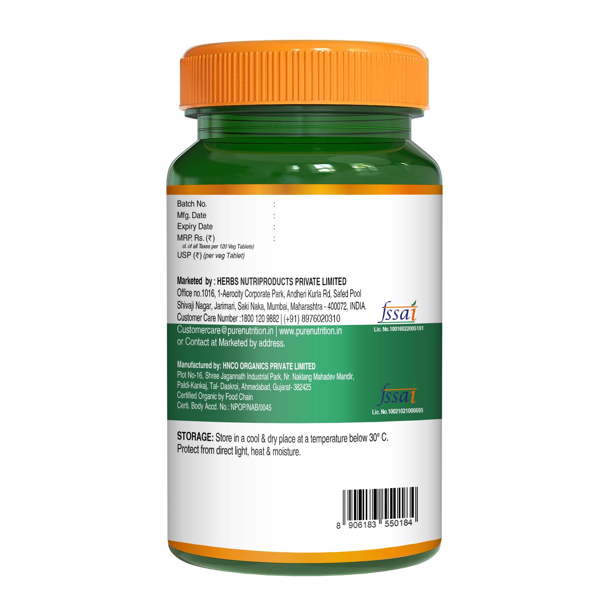 PURE NUTRITION NATURAL TREASURES – comprimés vegan et sans OGM.