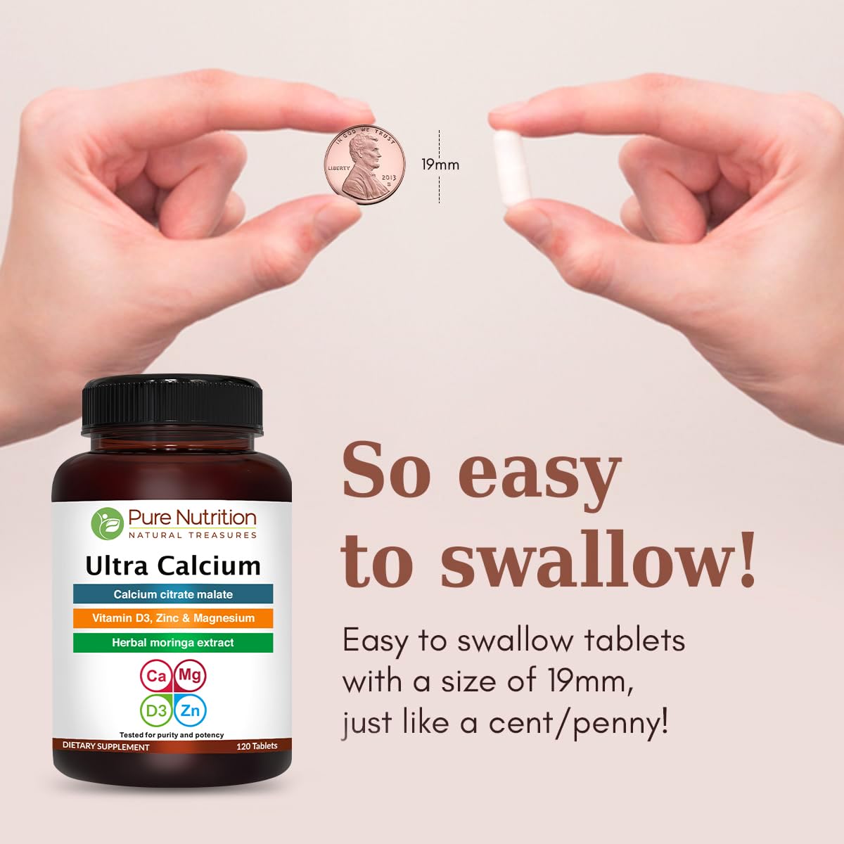 Tablettes calcium citrate malate visibles, fraction absorbante et efficace.