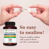 Tablettes calcium citrate malate visibles, fraction absorbante et efficace.