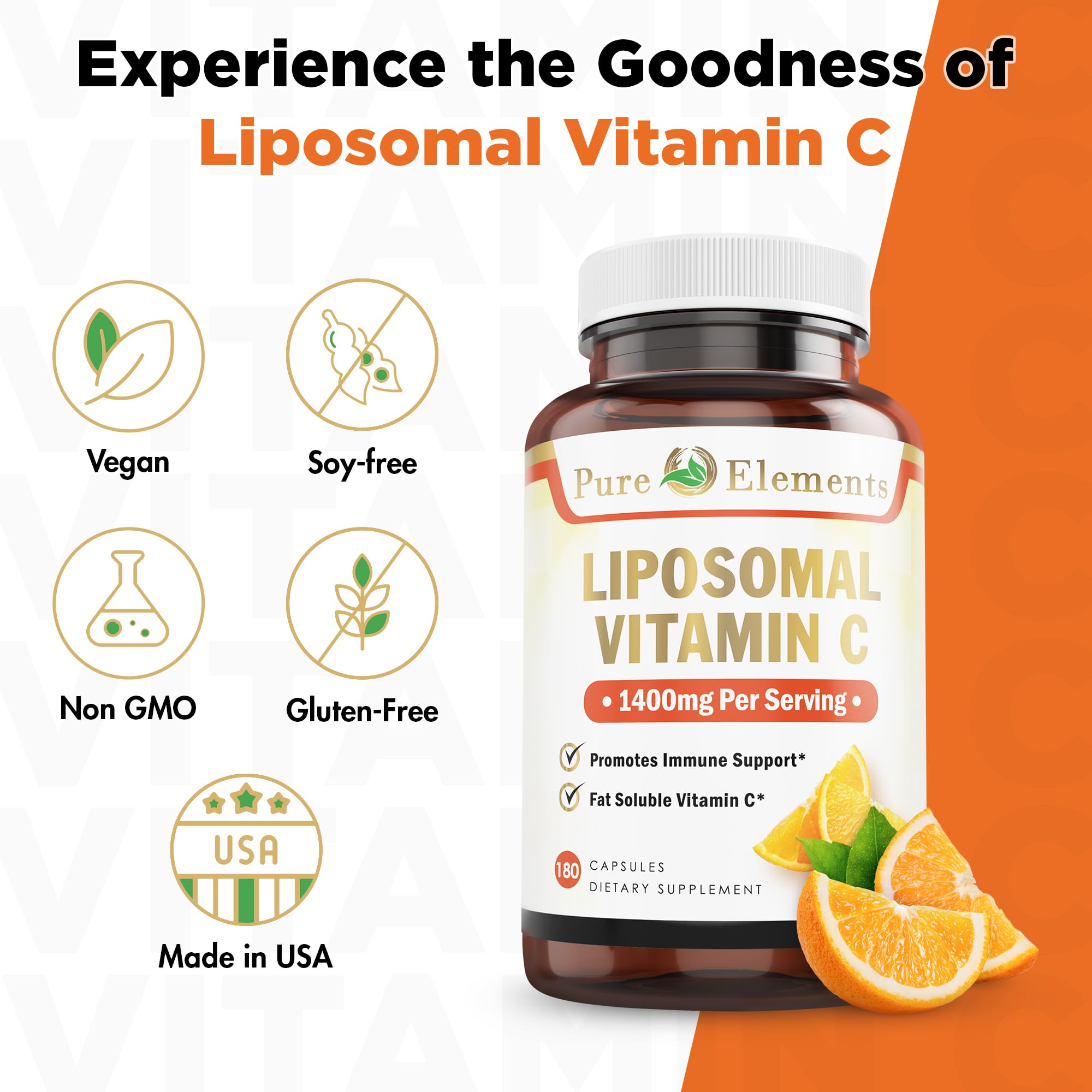Pure Organic Elements, dose quotidienne liposomale C, pratique dans la routine santé.