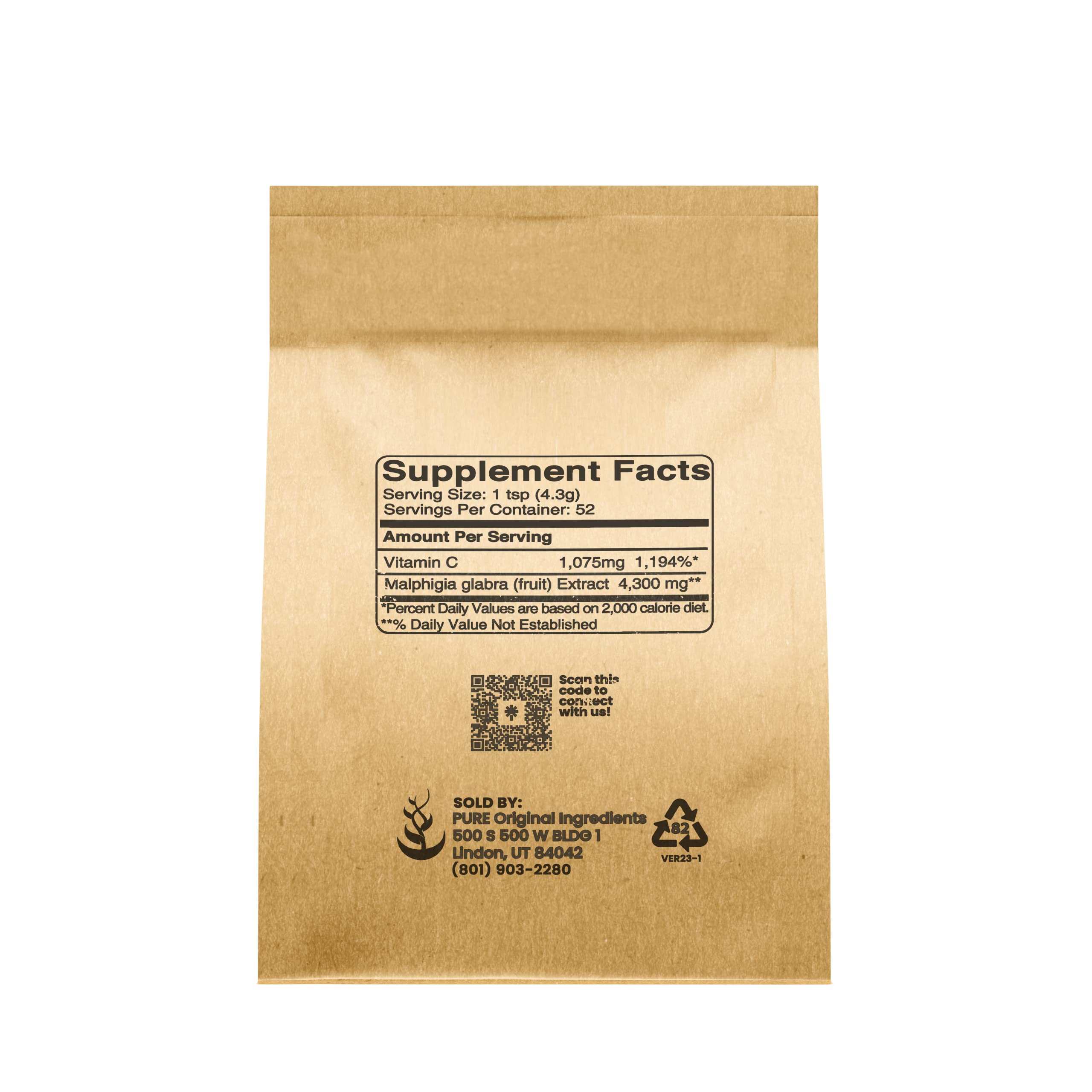 PURE ORIGINAL INGREDIENTS poudre d acérola en scoop: idéal pour smoothies et yaourts.