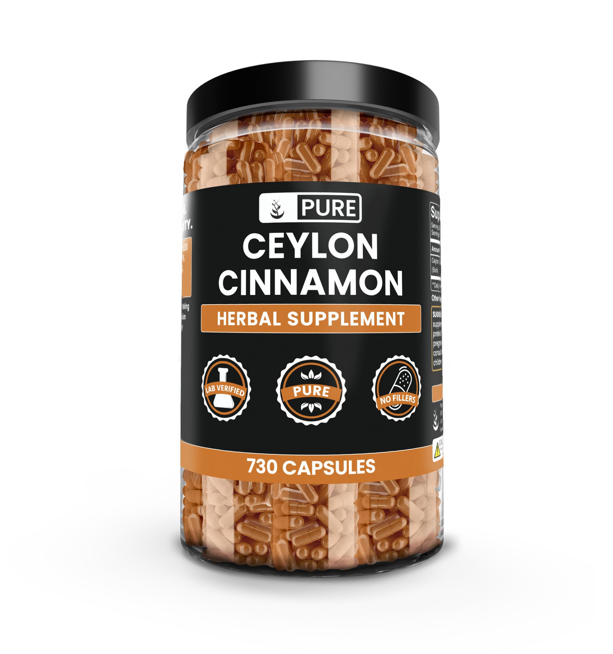 PURE ORIGINAL INGREDIENTS Cannelle de Ceylan – bouteille montrant une formule pure sans additifs