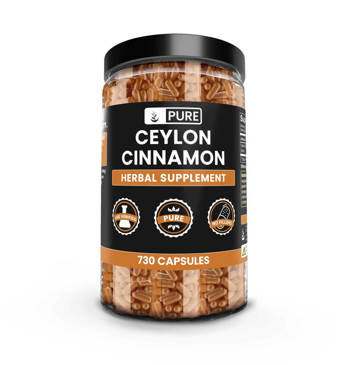 PURE ORIGINAL INGREDIENTS Cannelle de Ceylan – bouteille montrant une formule pure sans additifs