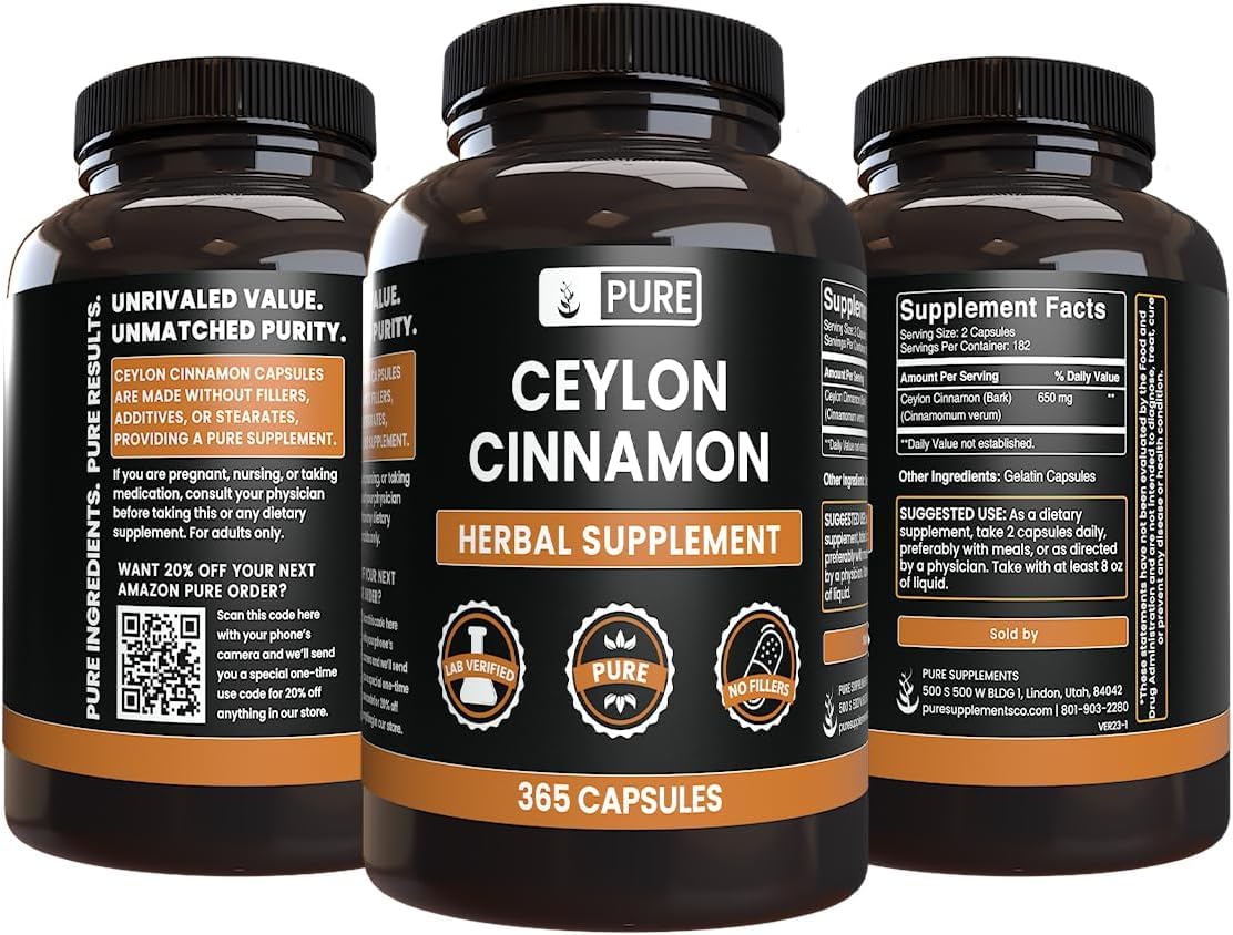 Capsules transparentes PURE ORIGINAL INGREDIENTS cannelle-de-ceylan, ingestion facilitée et pureté.