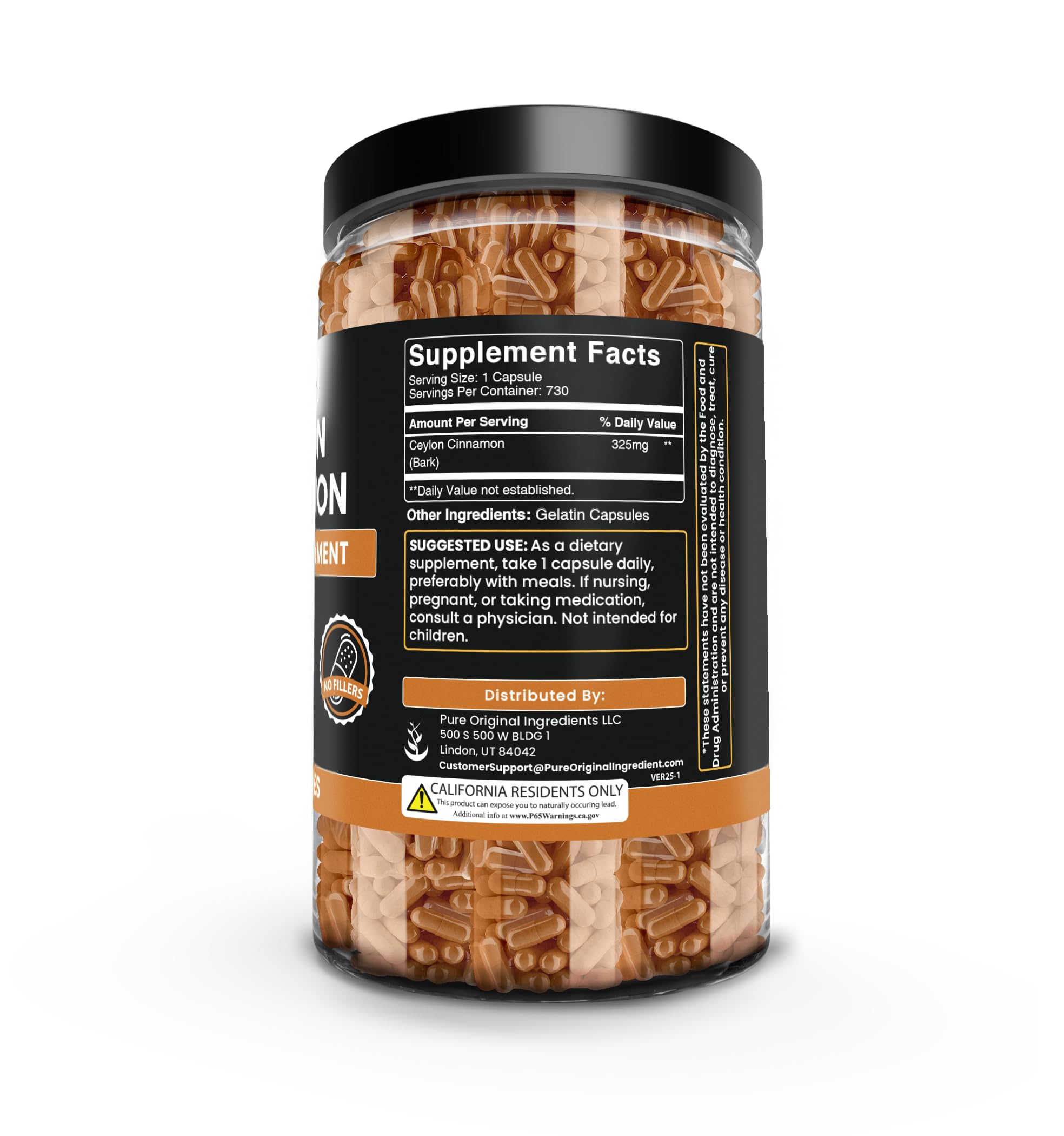 Pure Original Ingredients Cannelle de Ceylan – capsules faciles à avaler