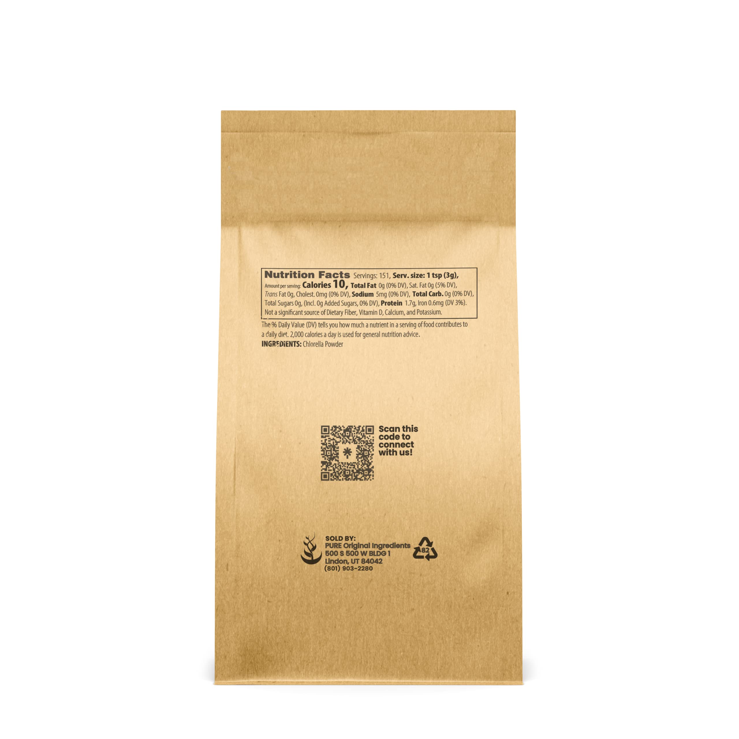 Pure Original Ingredients Chlorella Poudre Pot — récipient durable pour le stockage.