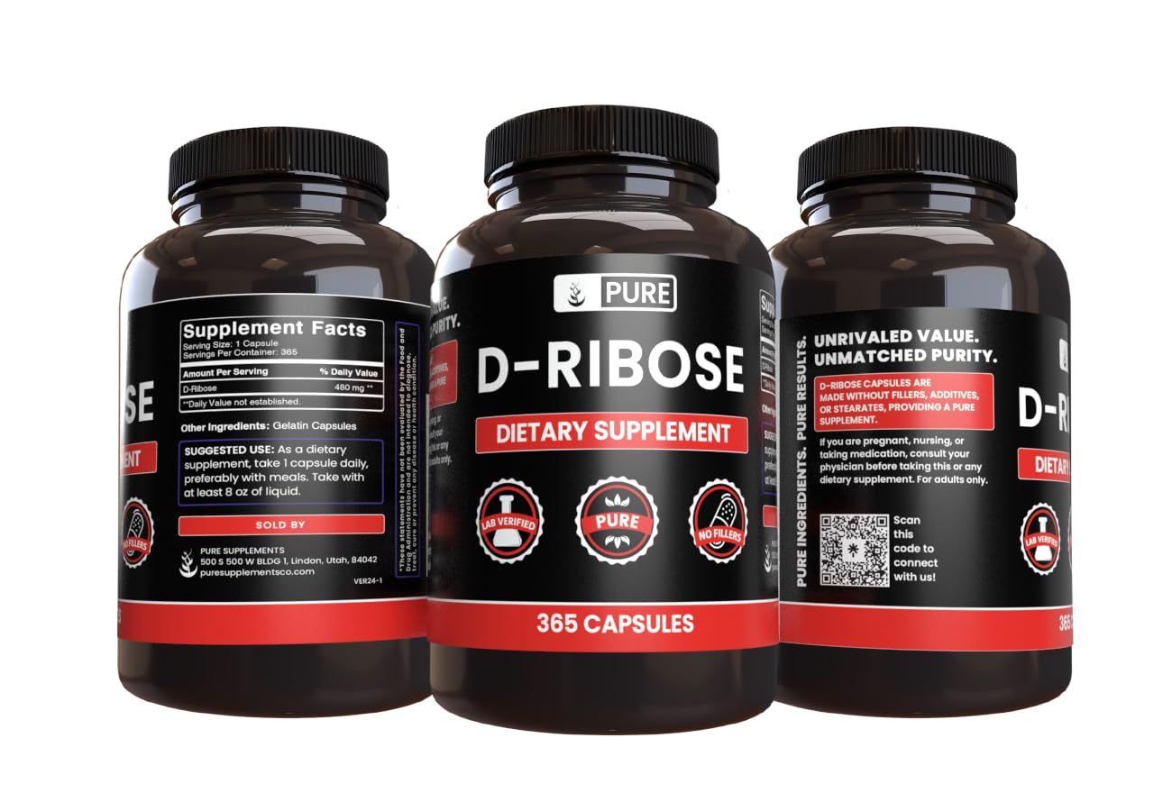 Pure Original Ingredients D-Ribose : Capsules visibles et faciles à avaler.