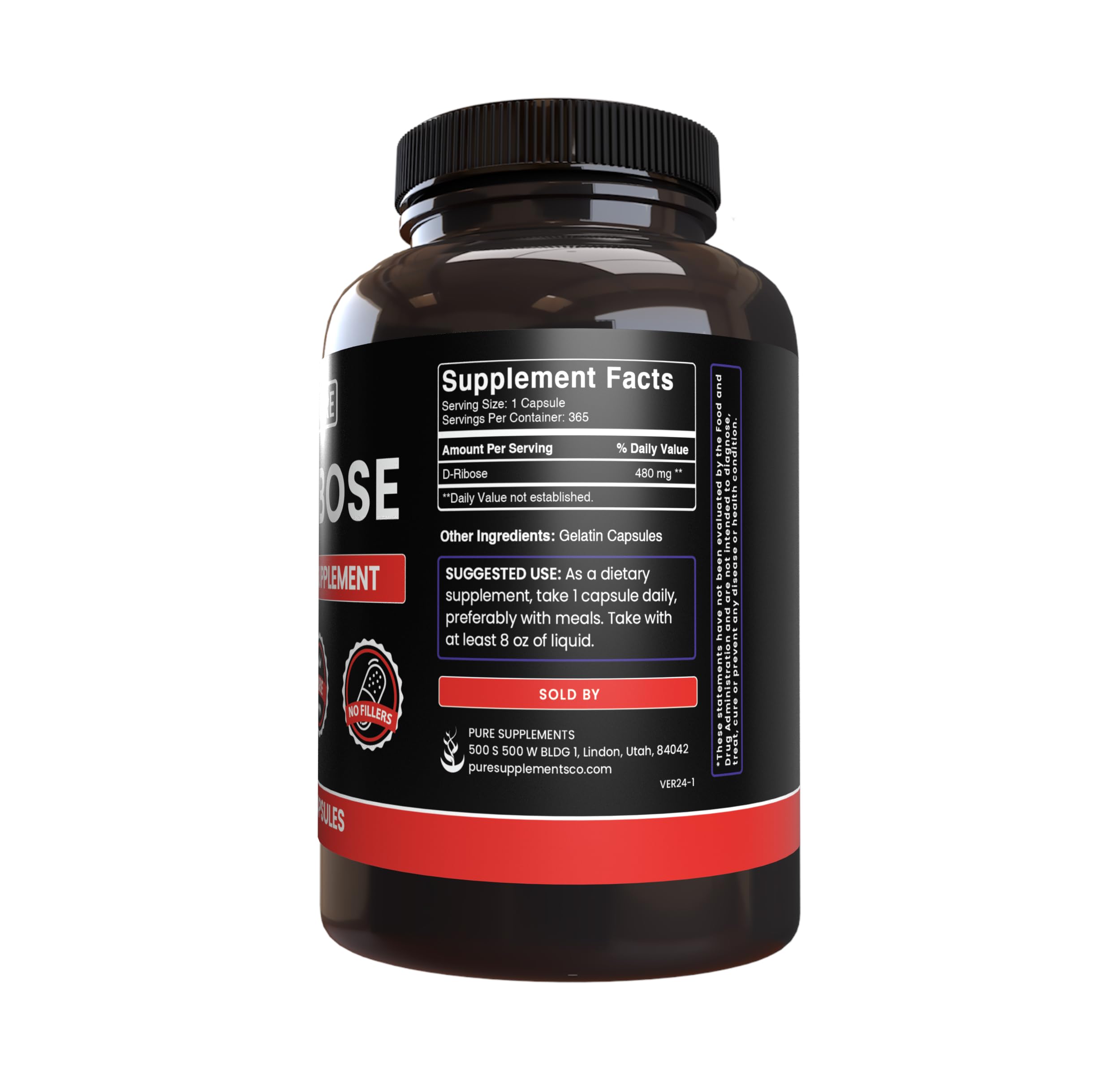 Pure Original Ingredients D-Ribose : Étiquette claire et vérifiée en laboratoire.