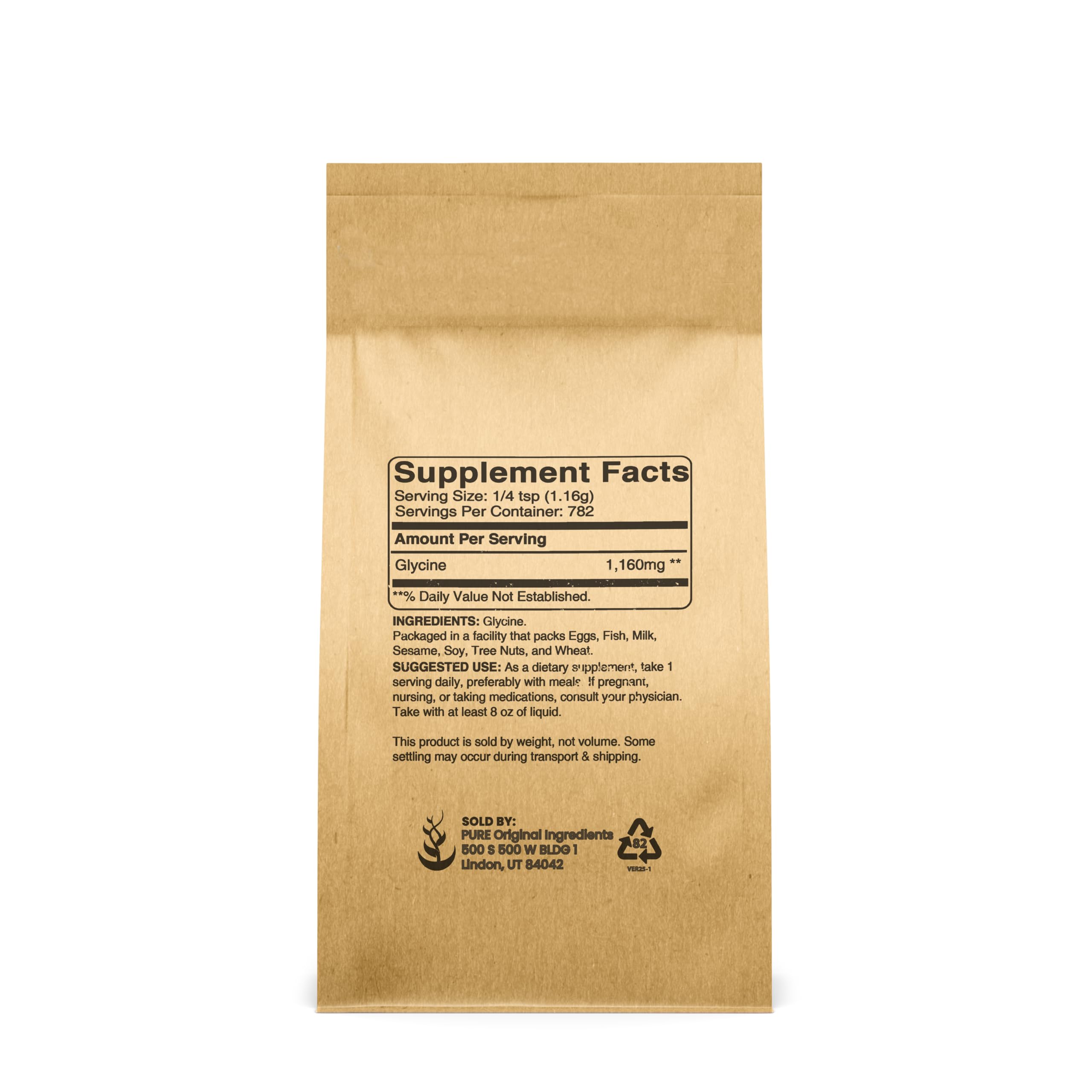 Glycine Pure Original Ingredients avec doseuse, pratique pour des compléments simples.