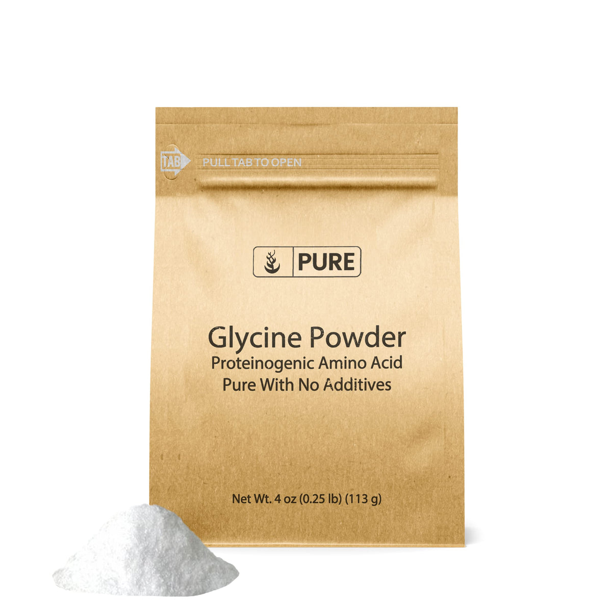 Glycine Pure Original Ingredients en poudre dans une bouteille, pure et sans additifs