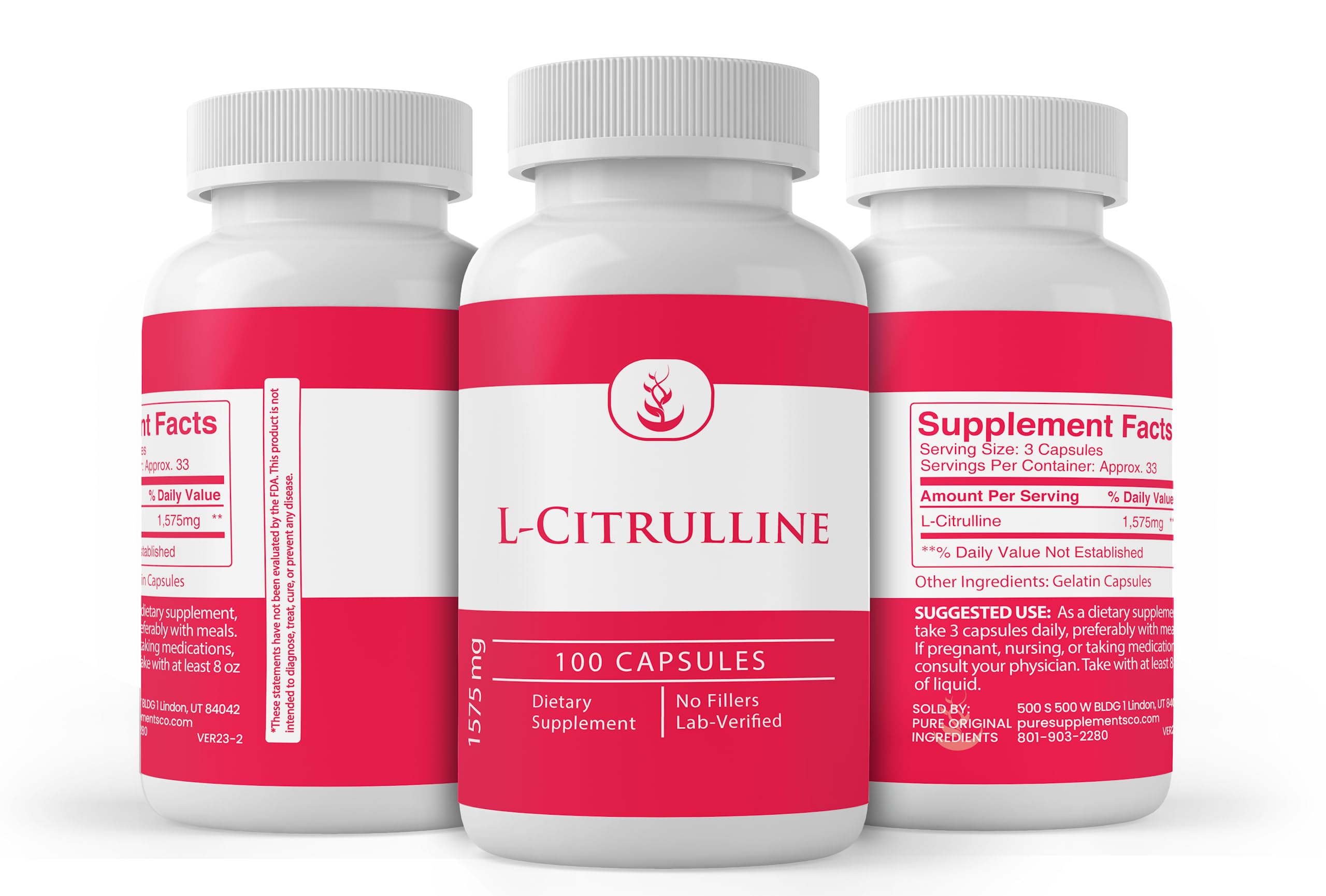 Emballage en Utah, États-Unis — Pure Original Ingredients L-Citrulline prêt à l'emploi