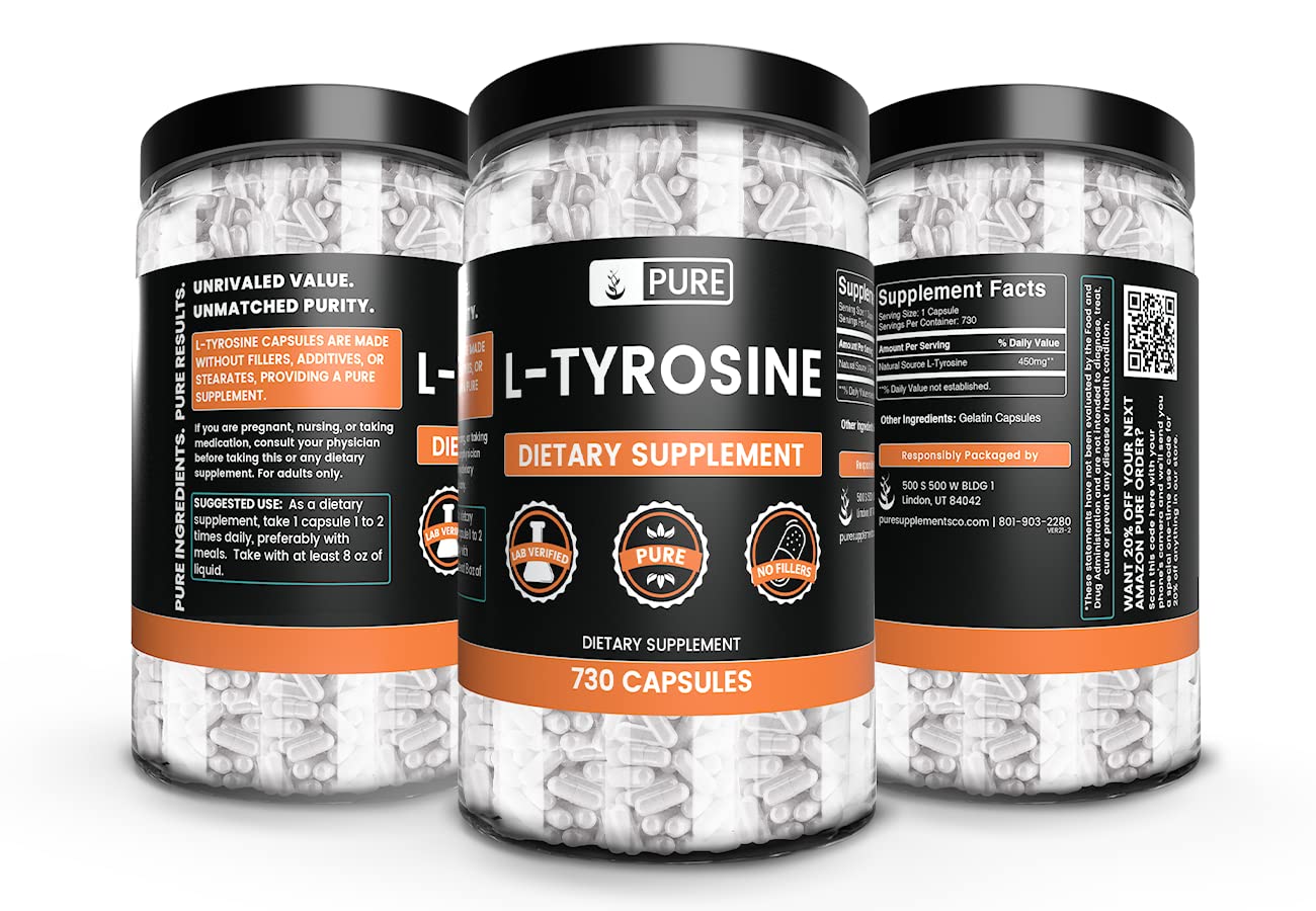 Boîte Pure Original Ingredients L-Tyrosine montrant l emballage soigné