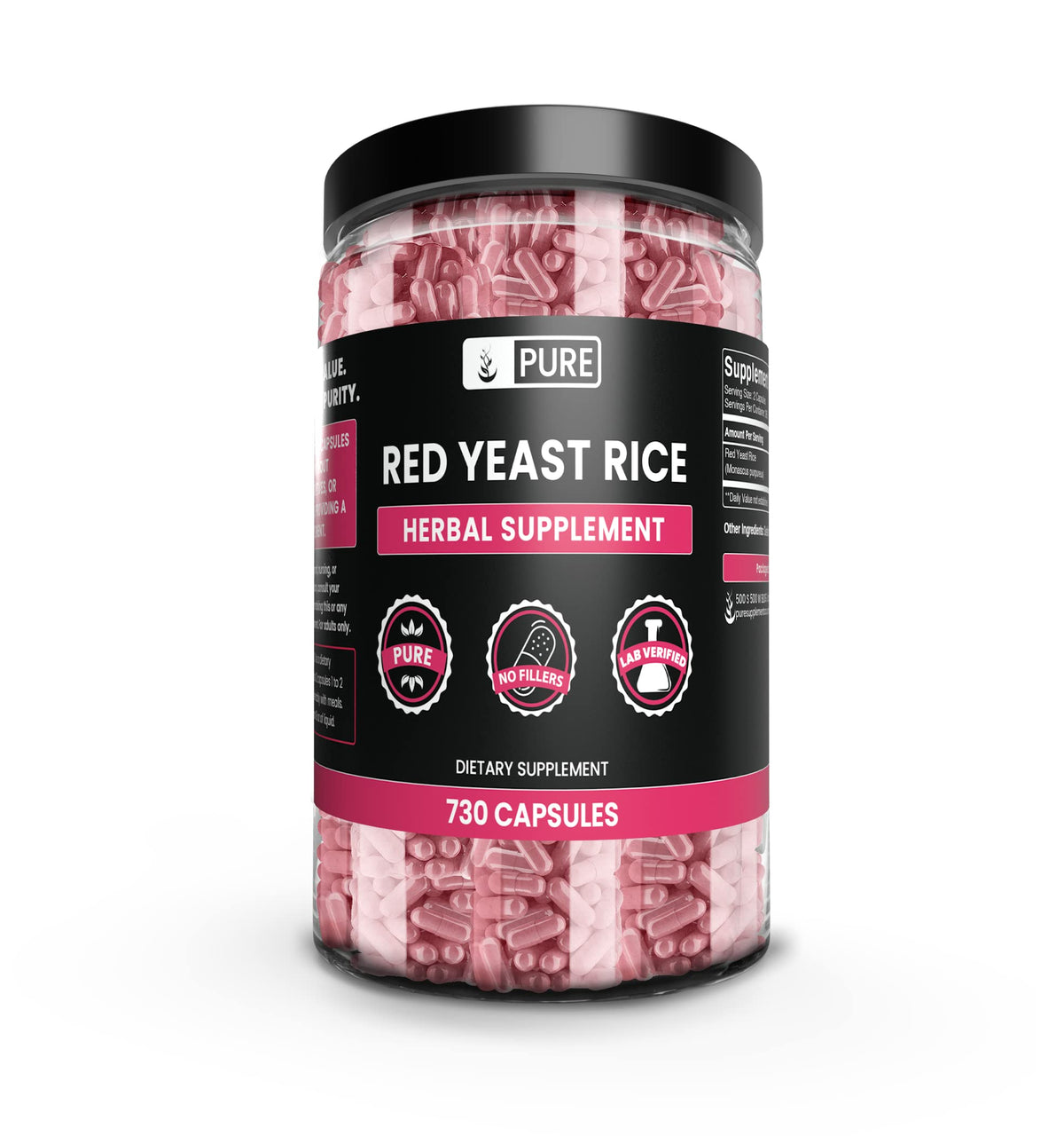 Pure Original Ingredients levure rouge riz bouteille: complément pur sans additifs, pratique au quotidien.