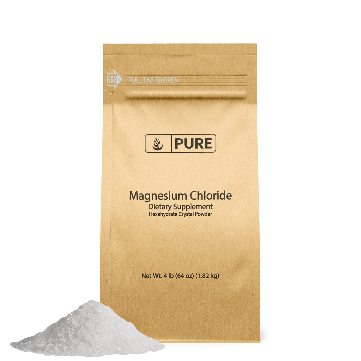 Pure Original Ingredients magnésium-chlorure, poudre cristalline facile à dissoudre.