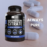 Pure Original Ingredients Magnésium-Citrate closeup-capsules, aspect pur et naturel.